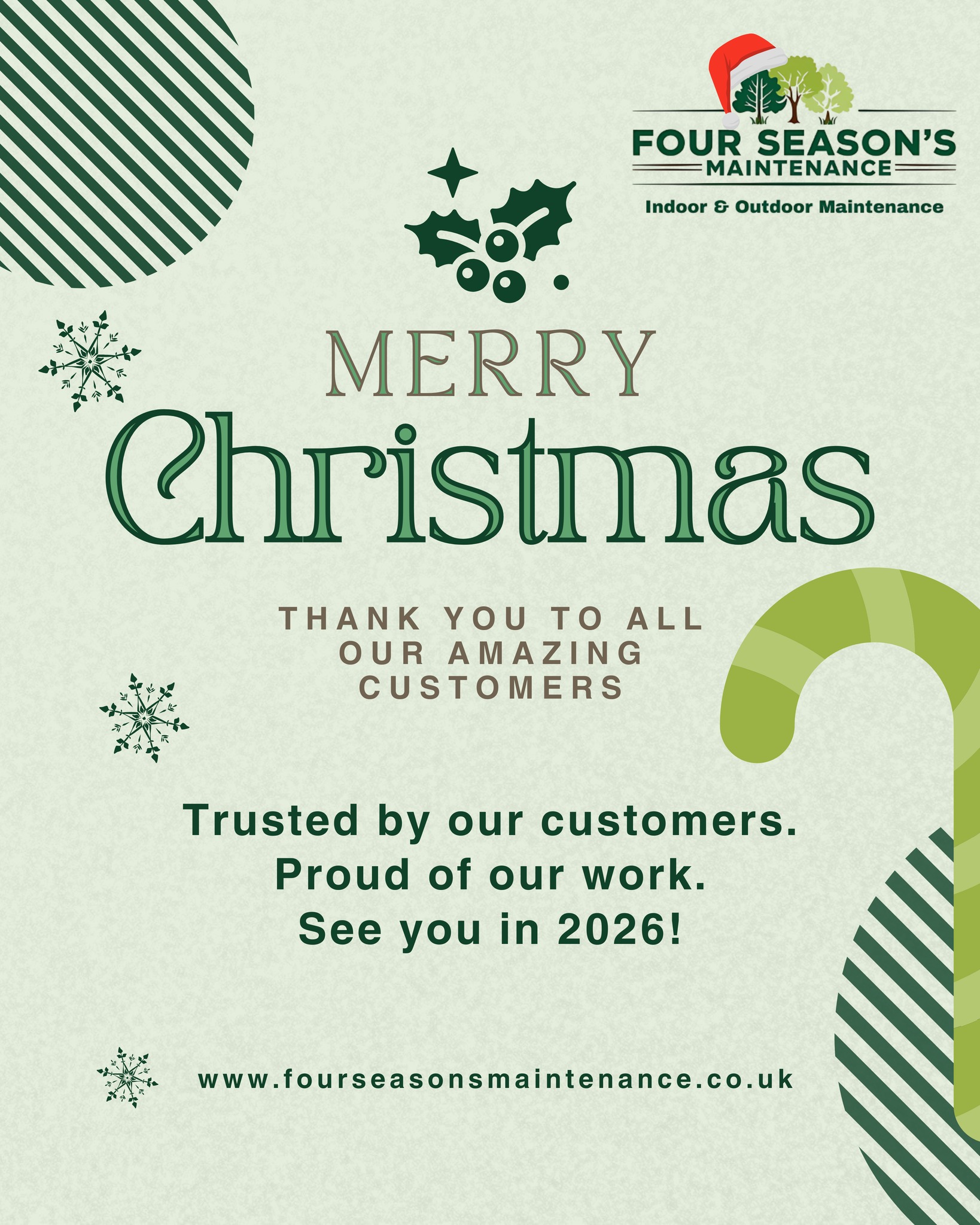 🎄MERRY CHRISTMAS FROM ALL OF US AT FOUR SEASONS MAINTENANCE!
As the year comes to an end, we just want to say a huge THANK YOU to all our amazing customers for your trust, support, and continued custom throughout the year. 🙏
Every project big or small means the world to us, and we’re incredibly grateful to everyone who chose Four Seasons Maintenance.
We hope you have a wonderful Christmas filled with happiness, rest, and time with loved ones 🎅
We’re already looking forward to working with you all again in 2026, bringing even more transformations, quality workmanship, and happy customers!
From our team to your family Merry Christmas & Happy New Year! 🌟
🎄💚