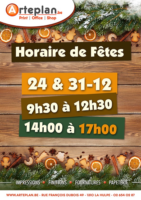 🎄✨ Horaires de fêtes ✨🎄
Les 24 et 31 décembre, nous serons ouverts :
🕤 9h30 – 12h30
🕑 14h00 – 17h00
Nous vous souhaitons de très belles fêtes à tous 🎁🎉