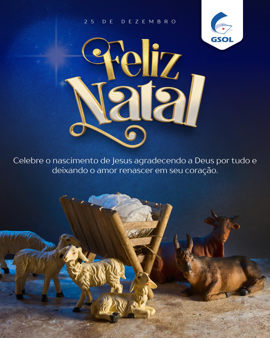 Neste Natal, celebramos o nascimento de Jesus Cristo, a maior expressão de amor e esperança para a humanidade.
Em cada inovação que criamos, em cada solução que desenvolvemos, em cada cliente que atendemos com excelência, buscamos refletir os valores de compaixão, solidariedade e transformação que Jesus nos ensinou.
A GSOL acredita que a tecnologia deve servir não apenas para conectar sistemas, mas para conectar pessoas. Para aproximar famílias. Para gerar oportunidades. Para iluminar caminhos.
Assim como a estrela de Belém guiou os magos até o menino Jesus, que nossas soluções tecnológicas guiem suas empresas em direção ao sucesso, ao crescimento e ao impacto positivo na sociedade.
Nesta noite sagrada, desejamos a você e sua família:
🕯️ Paz que transcende toda compreensão
❤️ Amor que renova esperanças
✨ Luz que ilumina o caminho
🙏 Fé que move montanhas
Que o espírito natalino de generosidade, fraternidade e esperança permaneça em seus corações durante todo o ano.
Feliz Natal!