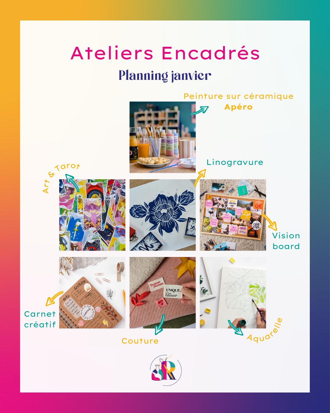 Hello janvier, bonjour les moments créatifs ✨
Le nouveau planning des ateliers encadrés est en ligne pour tout le mois de janvier (et même février et mars ! ) : des rendez-vous pour prendre du temps pour toi, apprendre une nouvelle technique et repartir avec ta création personnalisée.
Au programme :
Des ateliers pour débutants comme pour habitués.
Des sessions en petit groupe pour être vraiment accompagné pas à pas.
Des créneaux en semaine et le week-end pour s’adapter à ton emploi du temps.
Pour t’inscrire :
Choisis ta date et ton atelier sur le planning, sur notre site (lien en bio)
Réserve ta place en ligne (les places sont limitées).
Viens comme tu es, on s’occupe du reste !
#atelierscréatifs #bienêtre #cours #aquarelle #arttherapie #couture #tours