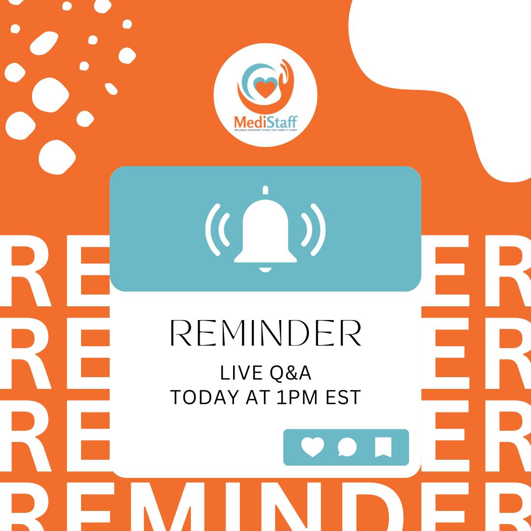 ⏰ Reminder: We’re going LIVE today at 1PM EST!
If you haven’t registered yet, you can still sign up at medistaff.agency/liveqa.
Join us for a real, value-packed conversation—see you there!
#MediStaff #LiveQA #HealthcareStaffing #VirtualStaffing #MedicalSupport #HealthcareBusiness #AgencyGrowth #LiveSession