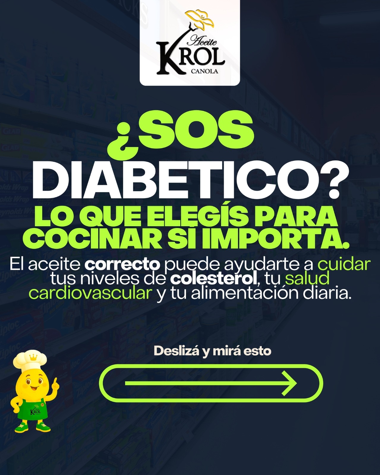 🌿 ¿Sos diabético o querés cuidar tu salud todos los días?
Lo que elegís para cocinar sí importa. El Aceite de Canola KROL puede ayudarte a mejorar tus niveles de colesterol, tu salud cardiovascular y tu alimentación diaria sin cambiar tus recetas.
KROL es la mejor opción porque es:
✔️ Bajo en grasas saturadas (50% menos)
✔️ Rico en Omega 3, 6 y 9
✔️ 100% prensado en frío (conserva todos sus nutrientes)
✔️ Sin TACC, sin conservantes y sin químicos
✔️ Ideal para personas con diabetes o dietas cuidadas
Si querés comer más rico, más liviano y sentir la diferencia todos los días, elegí mejor, elegí cuidarte, elegí KROL.
🛒 Comprá online con hasta 36% OFF y recibilo en tu casa desde nuestras tiendas autorizadas.
Promos especiales, stock limitado.
👉 Deslizá y descubrí más.
👉 Hace clic en el enlace para aprovechar la promo ahora.