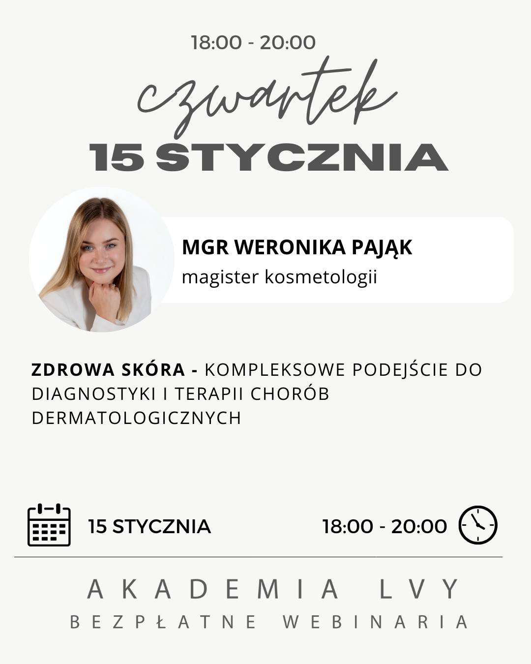 Czy można naprawdę „zrozumieć” skórę? Tak — jeśli spojrzymy na nią oczami dermatologa.
15 stycznia zapraszamy na wyjątkowe szkolenie „Zdrowa skóra – kompleksowe podejście do diagnostyki i terapii chorób dermatologicznych”, które łączy wiedzę kliniczną, praktykę gabinetową i holistyczne spojrzenie na zdrowie skóry.
To spotkanie dla kosmetologów, którzy chcą pracować świadomie, bezpiecznie i z realnym wpływem na poprawę kondycji skóry swoich klientów. Podczas szkolenia weźmiesz pod lupę najczęstsze dermatozy — od trądziku różowatego i AZS, przez ŁZS, aż po łuszczycę — poznając ich etiologię, obraz kliniczny oraz nowoczesne strategie terapeutyczne.
Prowadząca omówi także, jak dieta i styl życia modulują stany zapalne skóry oraz dlaczego część problemów skórnych nie zniknie bez wsparcia żywieniowego.
Nie zabraknie tematów rzadziej poruszanych w praktyce kosmetologicznej: tocznia, twardziny czy łysienia plackowatego — tak, abyś potrafiła rozpoznać sygnały alarmowe i właściwie kierować pacjenta.
Całość zamknie moduł o współpracy dermatologa i kosmetologa — bo świadoma praca zespołowa to klucz do sukcesu terapeutycznego.
Jeśli chcesz pracować bardziej świadomie, profesjonalnie i skutecznie — to szkolenie jest dla Ciebie.
Zapisz się bezpłatnie!
@kosmetolog_weronika.pajak