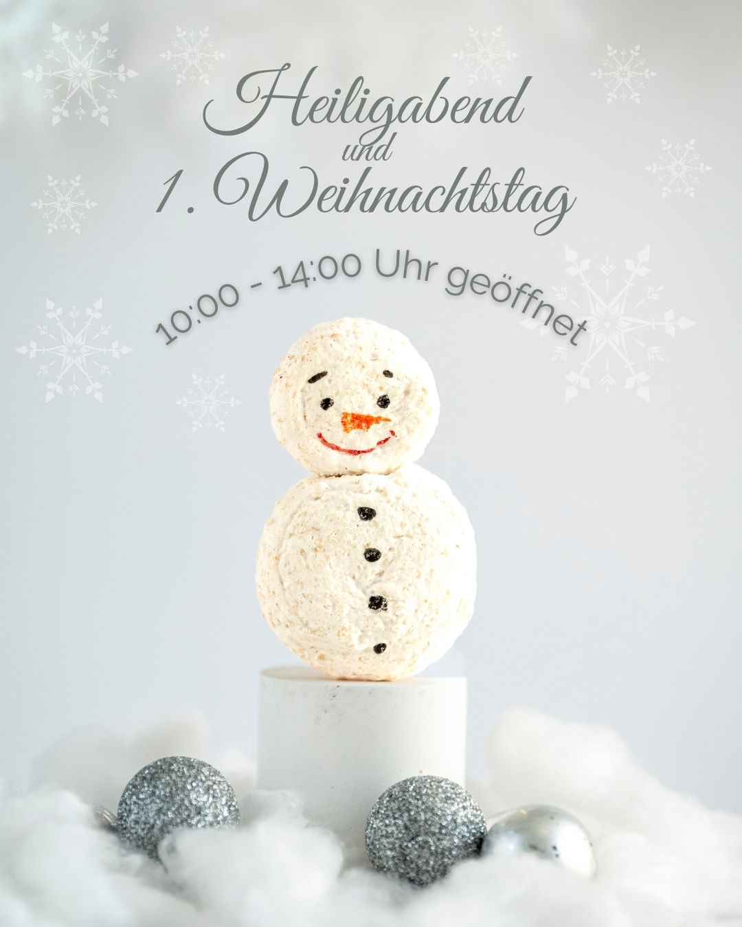 🎄 Kleine Erinnerung zu unseren Öffnungszeiten 🎄
Heute, Heiligabend, habe ich von 10–14 Uhr für euch geöffnet.
Auch am 1. Weihnachtsfeiertag (25.12.) könnt ihr euch von 10–14 Uhr noch mit süßen Leckereien eindecken. 🍰✨
Kommt gern vorbei – ich freue mich auf euch! 🤍
📍 It’s a Cake
Birkenweg 43
25524 Heiligenstedten
Eure Julia 🥰
#itsacake #weihnachten2024 #heiligabend #weihnachtsfeiertag #konditorei #patisserie #handgemacht #regional #itzehoe #heiligenstedten #weihnachtsleckereien #supportlocal