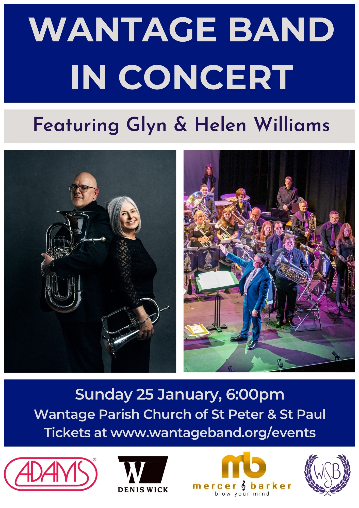 Happy New Year! ๐
Two great concerts to look forward to this January! ๐ถ Make your plans now and enjoy 10% off with our discount code NEWYEAR10 - ends Sunday 11 January.
A reminder of details:
๐บ Wantage Band in Concert with Glyn and Helen Williams
๐ Sunday 25 January
๐ 18:00
๐ Wantage Parish Church of St Peter & St Paul
๐ @adamsbrass @mercerandbarker @deniswickproducts
๐ท Wantage Big Band โ Jazz at the Movies
๐ Saturday 31 January
๐ข 19:30
๐ Hanney War Memorial Hall
๐๏ธ Book tickets at www.wantageband.org/events
#BrassBand #BigBand #LiveMusic #Wantage #Hanney #Oxfordshire #Events #NewYearOffer