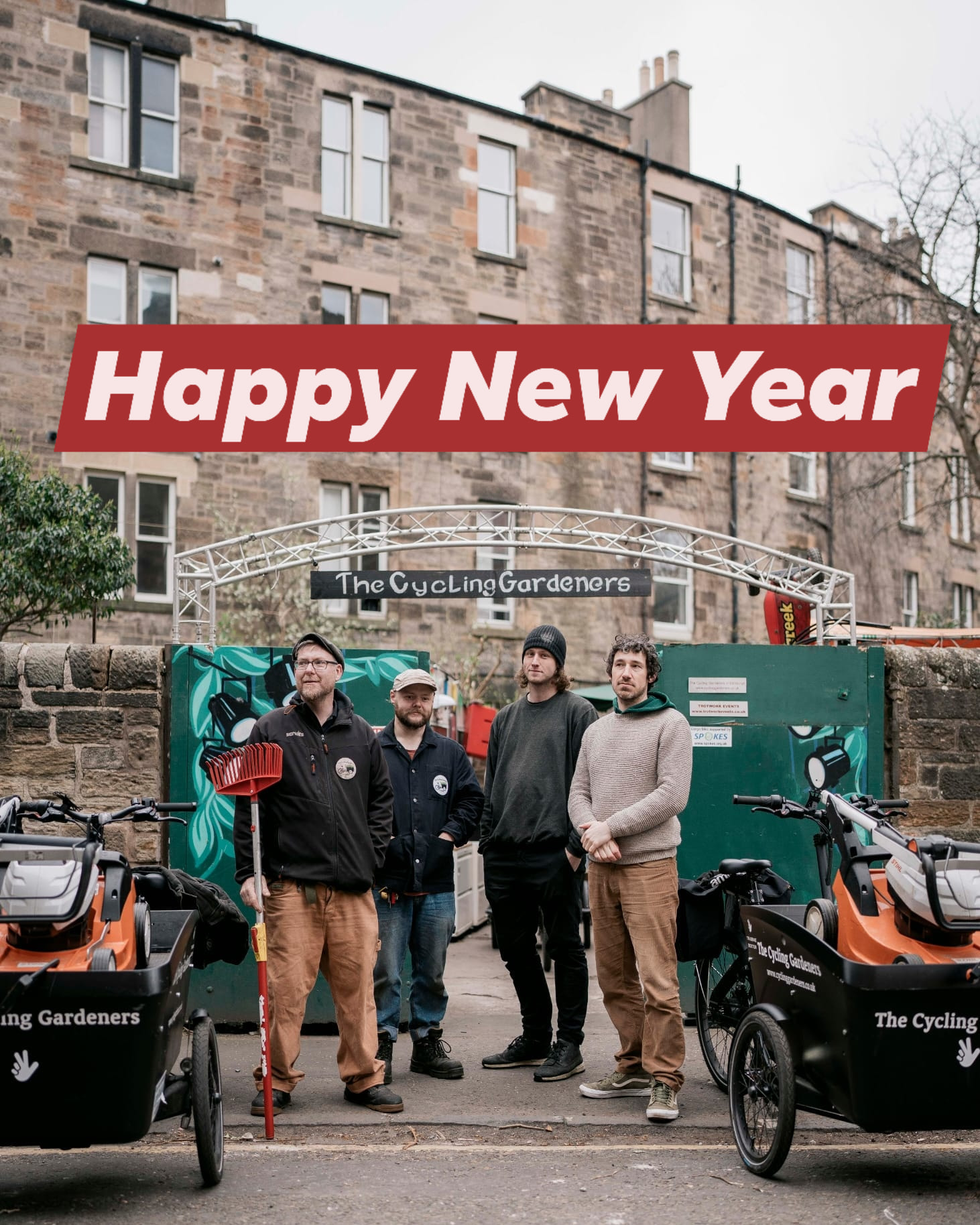 Happy New Year. The cycling gardeners team can't wait to get on the bikes and get back into the Gardens for 2026