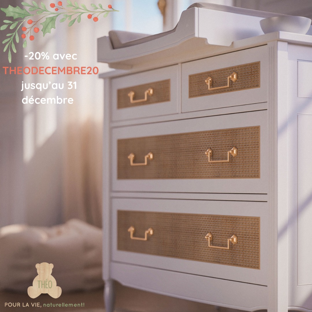 ✨ Transformez la chambre de bébé en un espace doux et raffiné : -20% avec le code THEODECEMBRE20, jusqu’au 31 décembre.
✨ Offre exclusive sur notre site www.theo-bebe.fr, hors promotions, matelas et Marélia Neige.