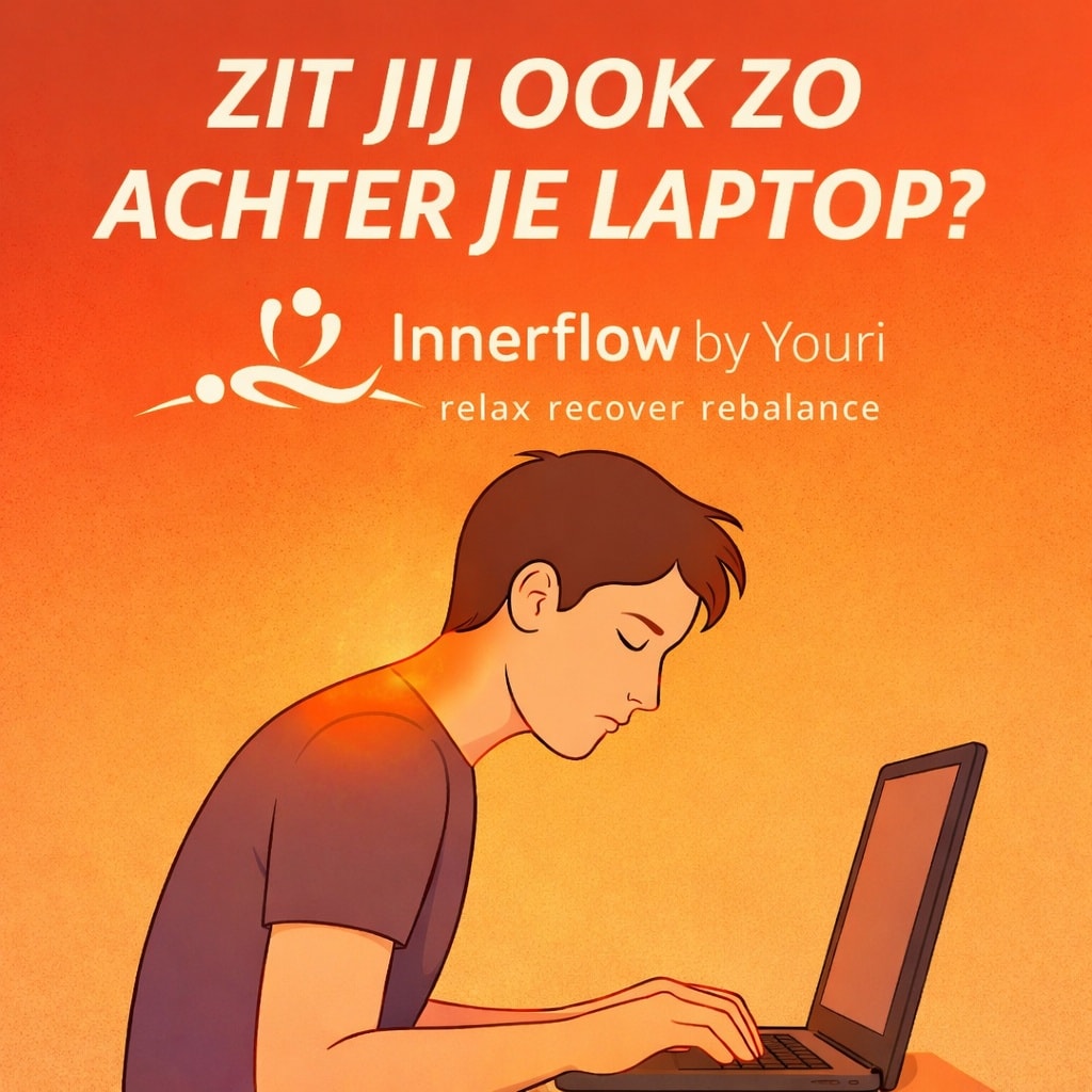 We zitten een groot deel van de dag achter schermen. Daardoor raken houding, nek en schouders vaak ongemerkt uit balans. Een voorovergebogen houding en spanning in het bovenlichaam komen dan ook veel voor.
Bij Innerflow by Youri kijken we verder dan alleen de klacht. Massage helpt om spanning los te laten en het lichaam weer ruimte te geven. Met gerichte technieken worden borst-, nek- en schouderspieren soepeler, waardoor je lichaam vanzelf weer meer balans en ontspanning vindt.
Het effect van massage gaat verder dan spieren alleen. Door verbeterde doorbloeding en het verminderen van stressprikkels krijgt het lichaam de kans om te herstellen op een dieper niveau. Dat maakt het verschil vaak sneller voelbaar.
In combinatie met bewuste beweging, lichte stretching en aandacht voor je werkhouding ontstaat er weer flow in je lichaam.
Innerflow draait niet om perfect rechtop zitten, maar om ontspannen, vrij en in balans kunnen bewegen.
Relax. Recover. Rebalance.
#innerflowbyyouri #balance #balanced