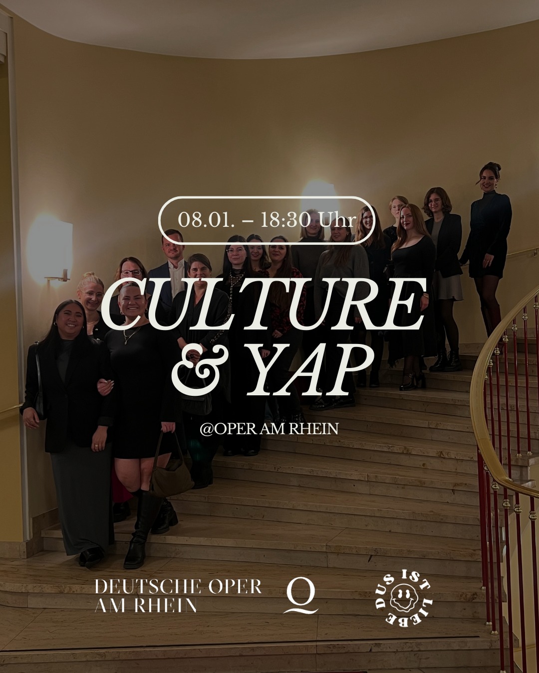 Culture Night, but make it connecting? 🎭 Beim nächsten Culture & Yap geht’s wieder gemeinsam in die @operamrhein – perfekt, um mit anderen Kulturinteressierten einen besonderen Abend zu erleben, die Oper zu genießen und danach noch ein bisschen zu quatschen und Eindrücke zu teilen.
Ob Oper-Neuling oder langjähriger Fan: Wir machen uns einen zauberhaften Abend in der Oper "Anatevka" mit bester Begleitung. Alle Infos & Tickets findest du wie immer über den Link in unserer Bio oder unter dusistliebe.de 💌✨ Wir freuen uns auf dich!
#düsseldorf #kulturinderstadt #operamrhein #wasgehtindüsseldorf #socialevents