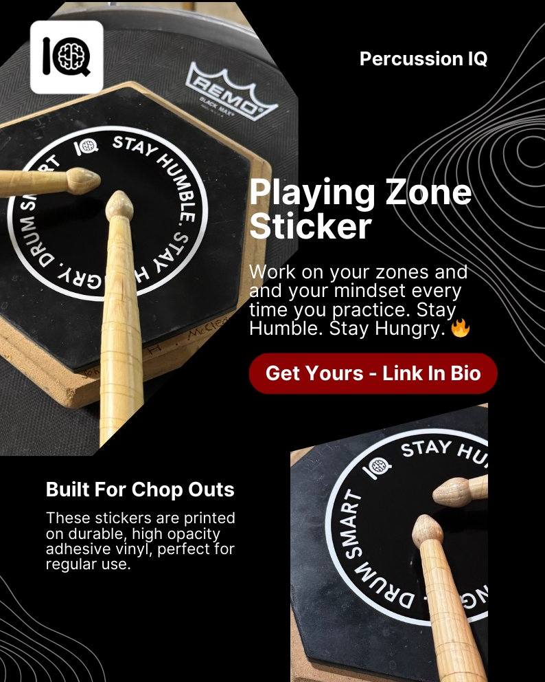 Work on your zones and and your mindset every time you practice. Stay Humble. Stay Hungry. 🔥
Visit the link in our bio to find this sticker in our store! Grab yours today!
These stickers are printed on durable, high opacity adhesive vinyl which makes them perfect for regular use.
#drumsmart #iq #percussioniq #snare #quad #percussionist #wgi #dci #indoordrumline #drumline #drum #drumcorps #music #marchingarts #drummunity #marchingpercussion #marching #snaredrum #tenordrums #marchingsnare #bandsofamerica #percussioneducation