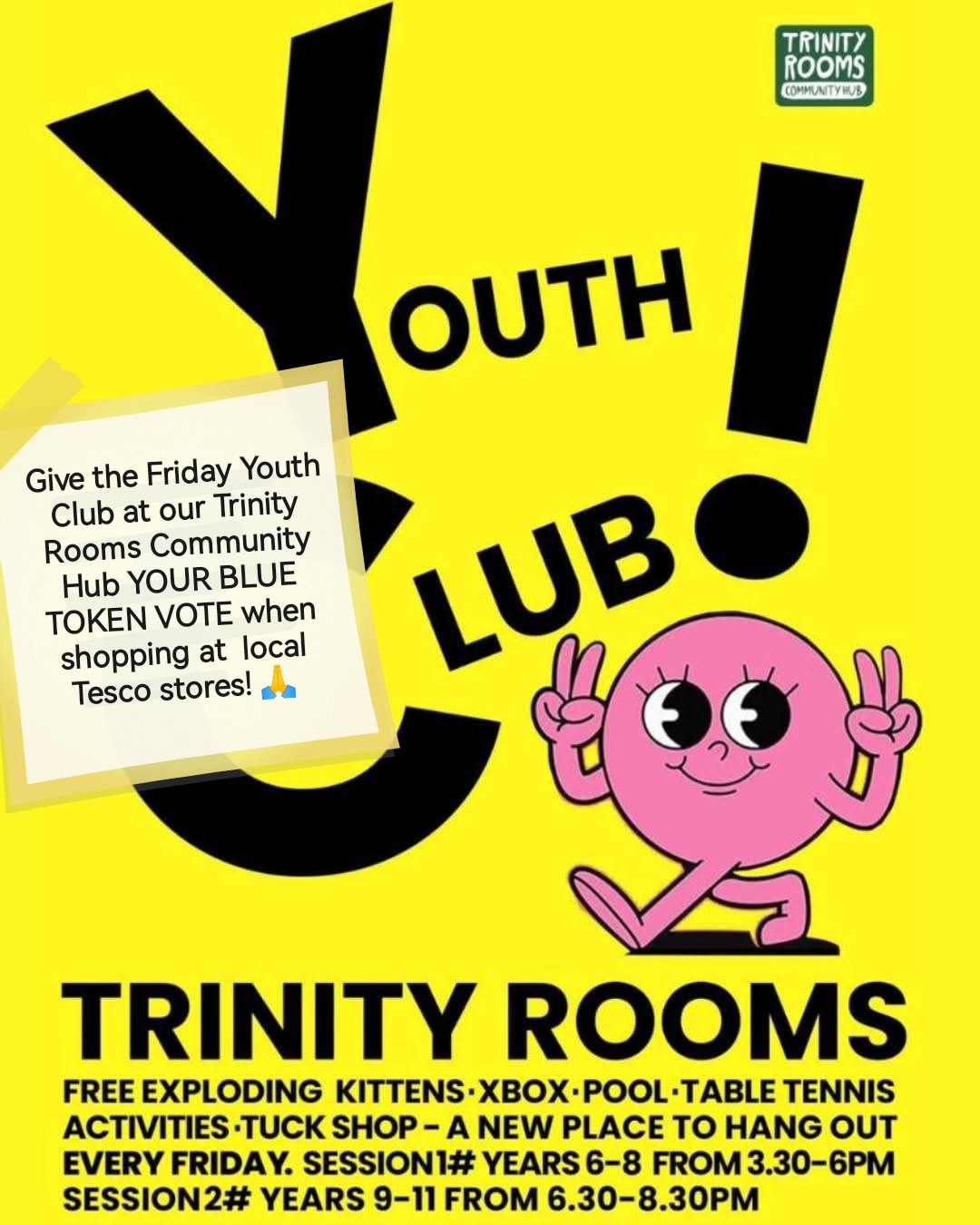Please do add the blue plastic tokens given when shopping at Tesco's to the Stroud Earth Community box as a vote for our Trinity Rooms Hub Friday's Youth Club to receive funding as part of the Tesco Strong Starts scheme with Groundwork UK.
Voting is until end of January and the local stores where you will be able to support us are as followed:
Stroud Merrywalks Express, GL5 1RR
Nailsworth Express, GL6 0DU
Stroud Superstore, GL5 4AG
Chalford Express, GL6 8DE
Paganhill Express, GL5 4AN
Thank You! 🙌😊 @tesco @groundwork_uk
#Stroud #MakeADifference #YouthClub #Painswick #Chalford #Nailsworth #Paganhill #GetInvolved #Community #SupportLocal #Gloucestershire