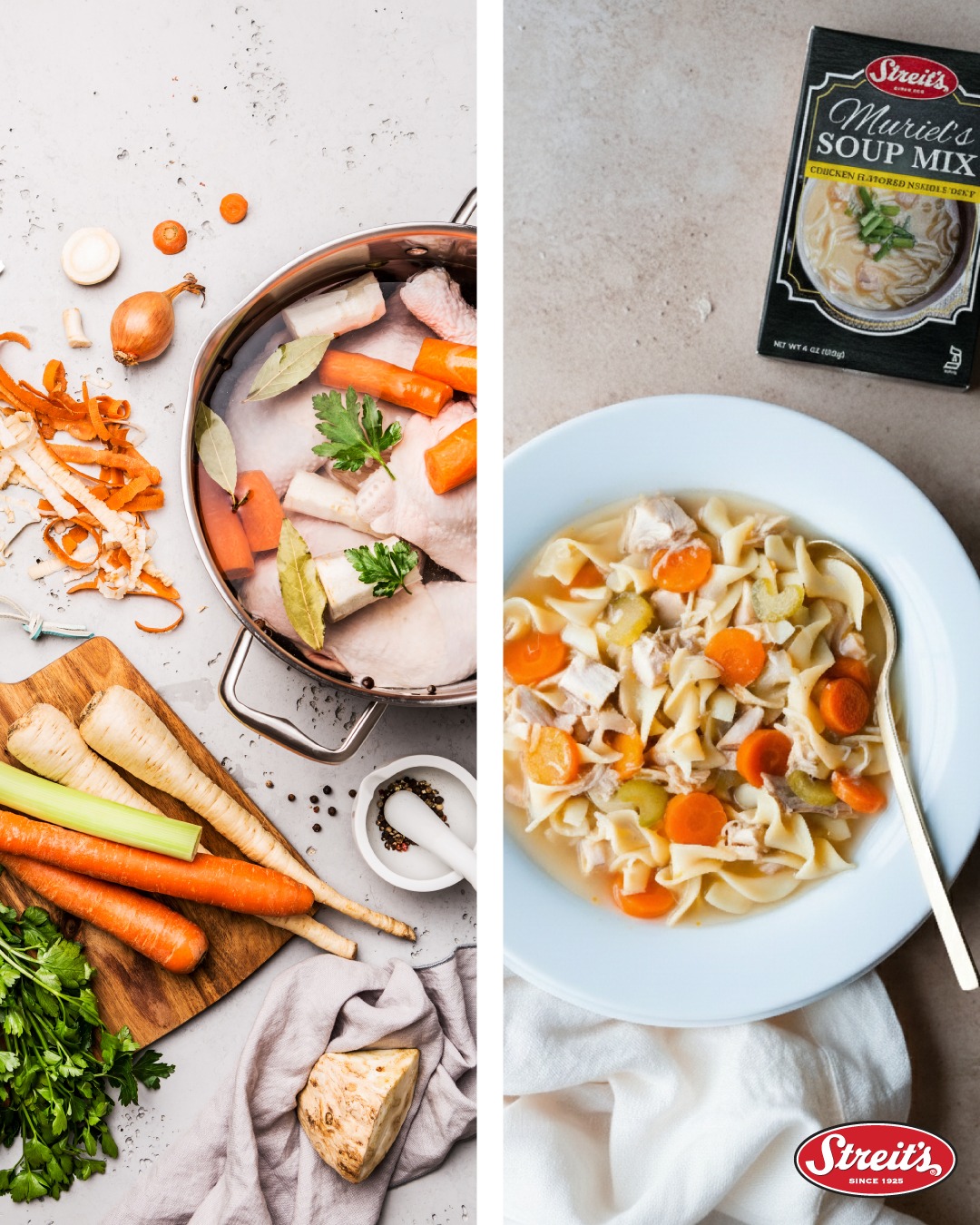 2 hours of prep vs. 2 minutes of heat. ⏱️
You could spend your evening wrestling with onions and raw chicken packaging. Or, you could just heat up Streit's Chicken Flavored Soup.
All the comfort, none of the clutter: bit.ly/StreitsChickenFlavoredSoup