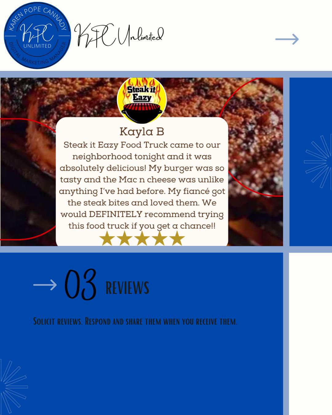 Reviews are gold for small businesses. Don’t be shy about asking happy customers to leave a review on Google or Facebook.
When you get a great one:
• Say thank you and respond
• Share it on your page or in your stories
• Highlight what they loved most
Social proof builds trust, and trust leads to more sales.
Let KPC Unlimited help you manage and leverage your customer reviews for maximum impact!
#kpcsupportssmallbusiness #smallbusinessmarketing #marketingtips