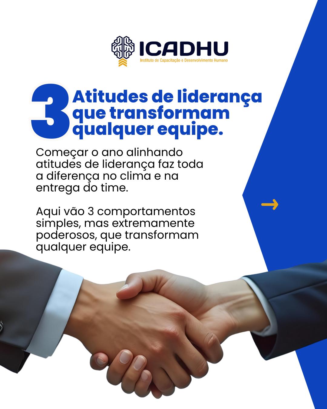 Começar o ano alinhando atitudes de liderança faz toda a diferença no clima e na entrega do time.
Aqui vão 3 comportamentos simples, mas extremamente poderosos, que transformam qualquer equipe:
1️⃣ Comunicação clara e objetiva
Líderes que sabem comunicar expectativas, prioridades e direções reduzem ruídos e aceleram resultados. Clareza não é dureza — é cuidado.
2️⃣ Presença ativa no dia a dia
Estar disponível para orientar, ouvir e ajustar rotas fortalece confiança e aproxima a equipe. Liderança não é sobre aparecer, é sobre acompanhar.
3️⃣ Feedback constante e construtivo
Equipes evoluem quando sabem o que estão fazendo bem e onde podem melhorar. Feedback não é crítica — é direcionamento.
Pequenas atitudes geram grandes mudanças.
Liderança é prática diária. Quando você muda a forma de conduzir, a equipe responde. 💡
Quer trabalhar isso dentro da sua empresa?
O ICADHU te acompanha.
#ICADHU #Liderança #Produtividade #GestãoDePessoas #ComportamentoProfissional #DicasParaLíderes #Equipes #AmbienteDeTrabalho