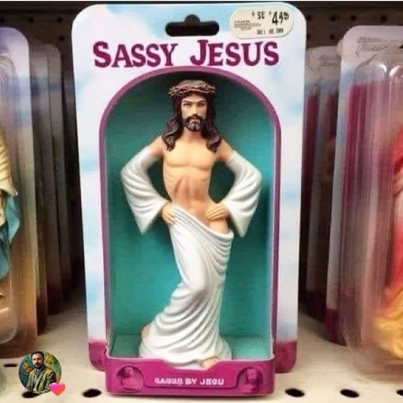 The Jesus I need for my home altar.
From @amysedaris