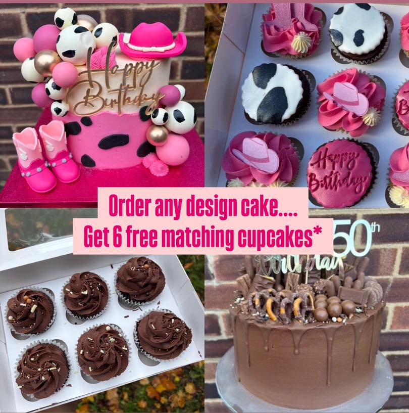 🎉 January Cake Offer! 🎉
Order any size & any style cake this January 🍰
✨ And receive a box of 6 FREE matching cupcakes! ✨
Perfect for birthdays, milestones, or just because 💕
🧁 Cupcakes will be designed to match your cake
📩 Message us to book – January slots are filling fast!
T&Cs apply | 📅 For January collections only
#JanuaryOffer #JanuaryDeals #CakeOffer #FreeCupcakes #CustomCakes
#BespokeCakes #BirthdayCakes #CelebrationCakes #LuxuryCakes
#CakeDesign #CakeDecorating #CupcakeBox #CupcakeLovers
#MatchingCupcakes #SweetTreats #DessertLovers #CakesOfInstagram
#CupcakesOfInstagram #SmallBusiness #SupportLocal
#HomeBaker #BakeryLife #MadeToOrder