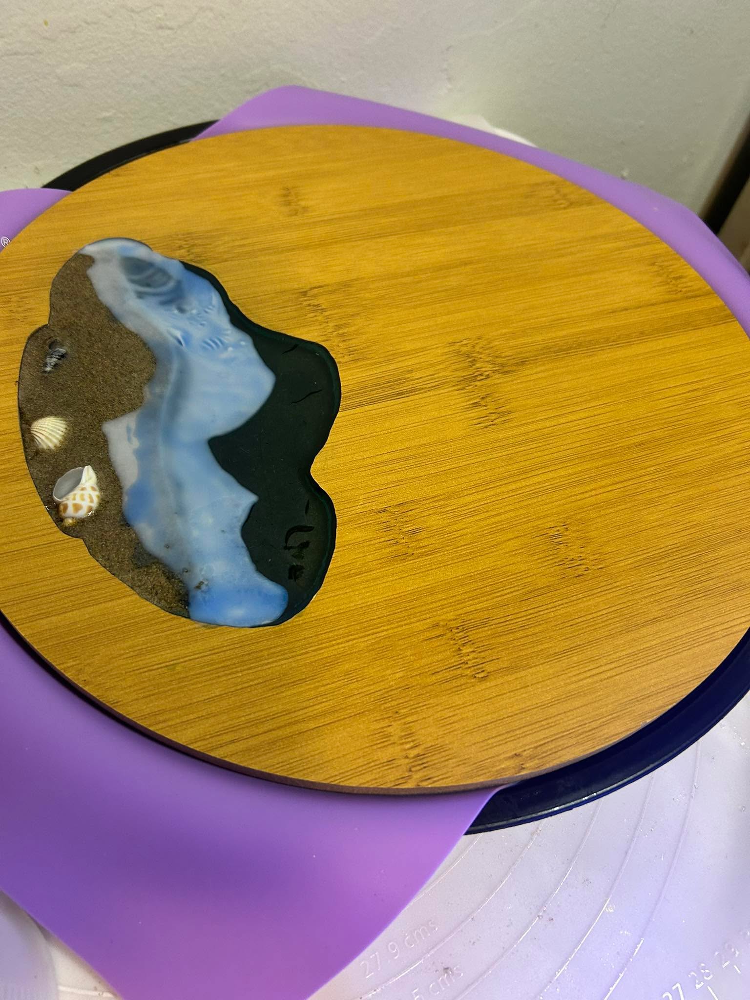 My first cutting board. Beach scene.