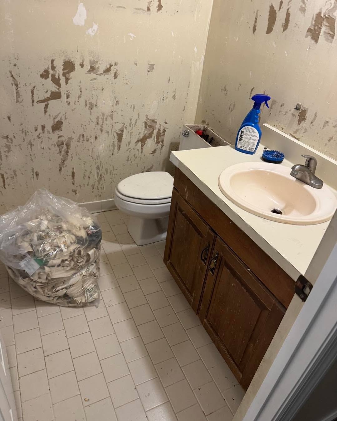 Here's a couple of before and after photos of a small bathroom remodel coming together - new tile floor, fresh vanity, new toilet, and a full repaint to brighten everything up.
Amazing how a few clean updates can make a tight space feel brand new.