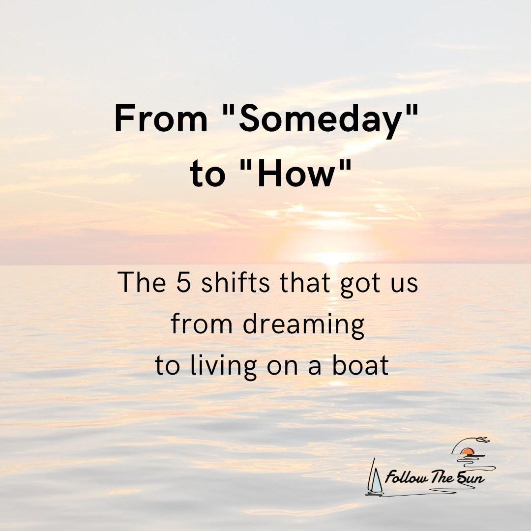 I remember exactly how it felt when this life sounded impossible.
Before the boat, before we became "that family" you see on your screen.
I would look at others already out there and feel a mix of awe and ache.
I thought there was a secret manual for people like that, and I didn’t have it.
In the spirit of the new year, I want to talk about claiming that dream life.
If you've been whispering "someday..." to yourself, here are the 5 shifts that actually moved us to the middle of the ocean:
1. Write down your "Honest Why"
Not the poetic one you tell people at dinner parties, the real reason you’re craving change.
Write it down. The honesty will be your anchor when things get hard.
2. Name three specific dreams.
Vague dreams stay dreams. Specific dreams become plans.
Think of a place you want to wake up in, a voyage you want to take, and a lifestyle that keeps calling you.
Let yourself want it, even if you don’t know how to get there yet.
3. Say it out loud.
The moment you speak a dream, it gains weight.
For us, it was a handshake between the two of us. A pact.
Once we started telling family and friends, it stopped being a fantasy and started being a project.
4. Inspire yourself with the channels that make it feel possible.
I followed other families who were already doing it.
I didn’t follow them to compare. I followed them to normalize the “crazy.”
Today my feed is full with possibilities and the "normal" life is looking like the strange one.
5. Stop saying "No" and start asking "How?"
This is the shift that actually put us on the water.
Your brain is designed to keep you safe, so it will tell you “that’s impossible”. Don’t argue with it. Just pivot. When the doubt hits, ask: “How could it be?”
For us, the "how" ended up being a boat. We bought it instead of a house. We weren’t ready. We definitely weren’t “prepared” by anyone’s checklist. But we had reached a point where the risk of staying the same felt greater than the risk of changing.
Even if the answer is just a shrug for now, asking how shifts you from a closed door to an open window.
And once that window is open, everything changes.
👇 Care to share your dream?
.
#DreamBig #LiveYourDreamLife
