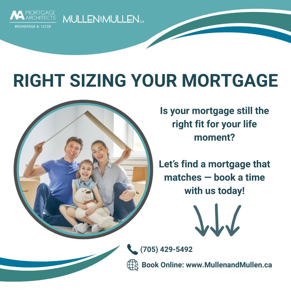 Right Sizing Your Mortgage 🏡✨
Your mortgage should fit your life, not the other way around. Right-sizing means making sure your payments, term, and product match your current goals — whether you’re starting a family, planning for the future, or navigating a life change.
We’re here to guide you every step of the way:
✅ Choosing a mortgage that works for your budget and lifestyle
✅ Planning for both short-term needs and long-term goals
✅ Adjusting your plan as your life evolves
A mortgage isn’t just a loan — it’s a tool to help you live the life you want. Let’s make sure it’s the right size for you.
📞 Book a time with us today and let’s find the mortgage that fits your life moment.
💻 www.MullenandMullen.ca
📞 (705) 429-5492.
MORTGAGE ARCHITECTS, BROKERAGE #12728
#RightSizedMortgage #SmartHomeFinancing #MortgageGuidance #LifesMoments #MullenandMullen #WasagaBeach #Clearview #MortgageArchitects