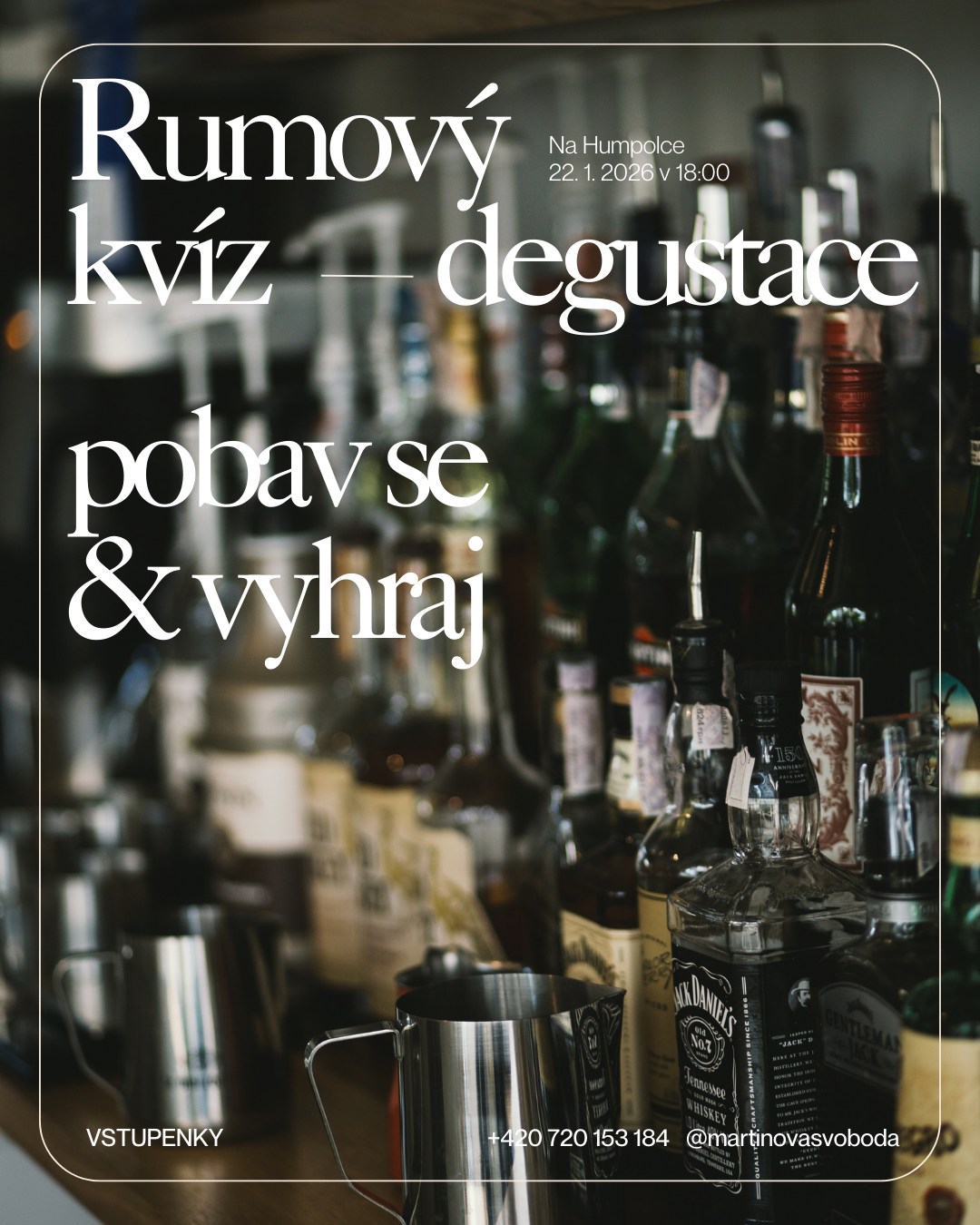 🥃 RUMOVÝ KVÍZ & DEGUSTACE
📍 Na Humpolce
📅 22. 1. 2026
🕕 od 18:00
Zveme vás na večer věnovaný rumu.
Degustace vybraných rumů, tematický kvíz a příjemná atmosféra hostince.
Čeká vás:
– řízená degustace
– soutěžní kvíz
– ceny pro vítěze
– prostor pro otázky i diskuzi
🎟️ Vstupenky a rezervace:
📞 720 153 184
Kapacita míst je omezená.
Těšíme se na společný večer na Humpolce.
#rumovykviz #degustacerumu #nahumpolce #tisnov #rum #degustace