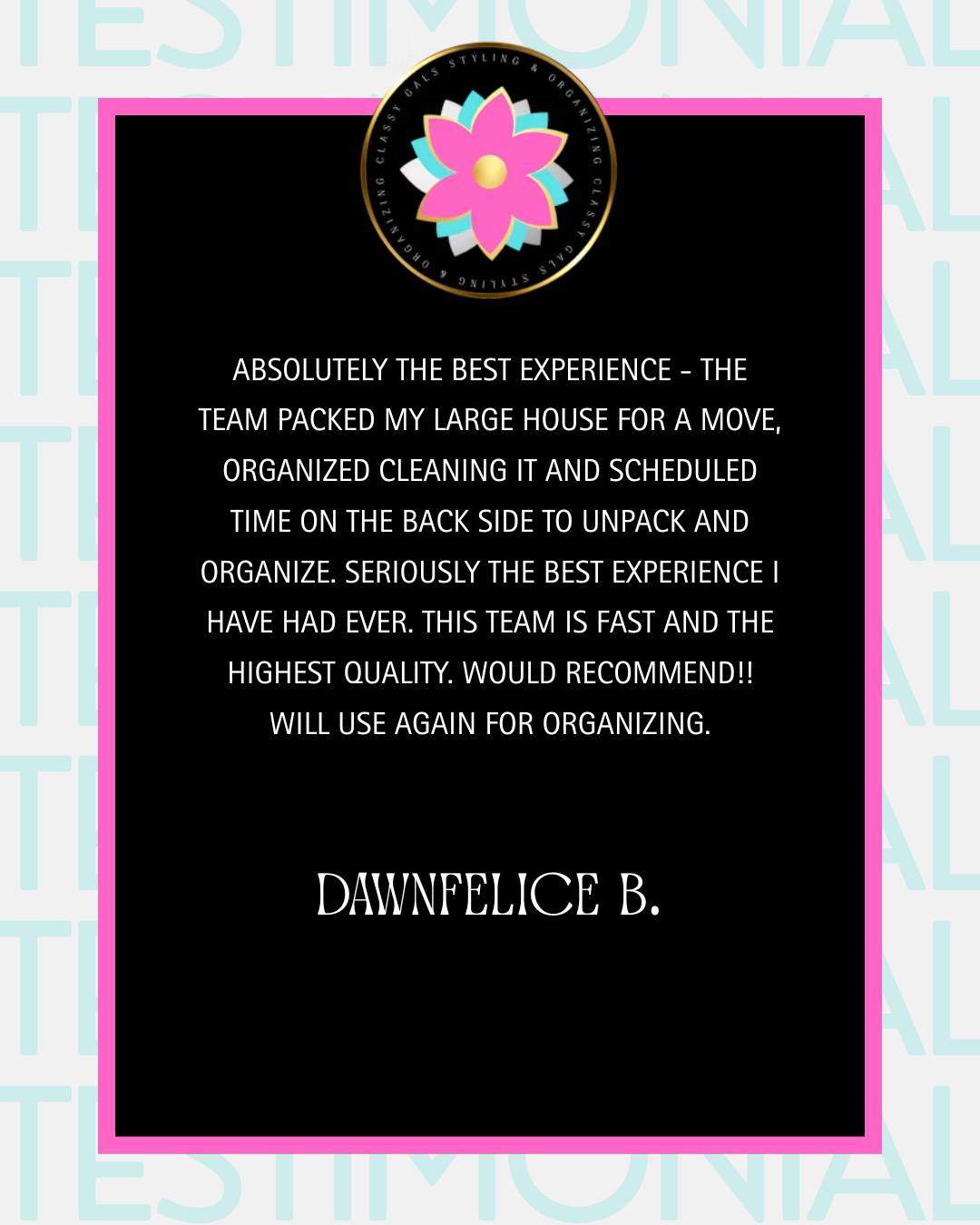 Moving doesn’t have to be stressful — when you have the right team. 🚚✨
From packing an entire home… to cleaning… to unpacking and organizing on the other side — our crew handled it all (and made it a smooth experience for Dawnfelice!).
We pride ourselves on being fast, detailed, and truly caring about your space — so you can settle in and feel at home sooner. 🏡💗
Planning a move or feeling overwhelmed by boxes?
Let us take it from here.
#ClassyGalsLLC #ClientLove #MovingDayMadeEasy #ProfessionalOrganizer #MoveInReady #DeclutterYourLife #StressFreeMove
