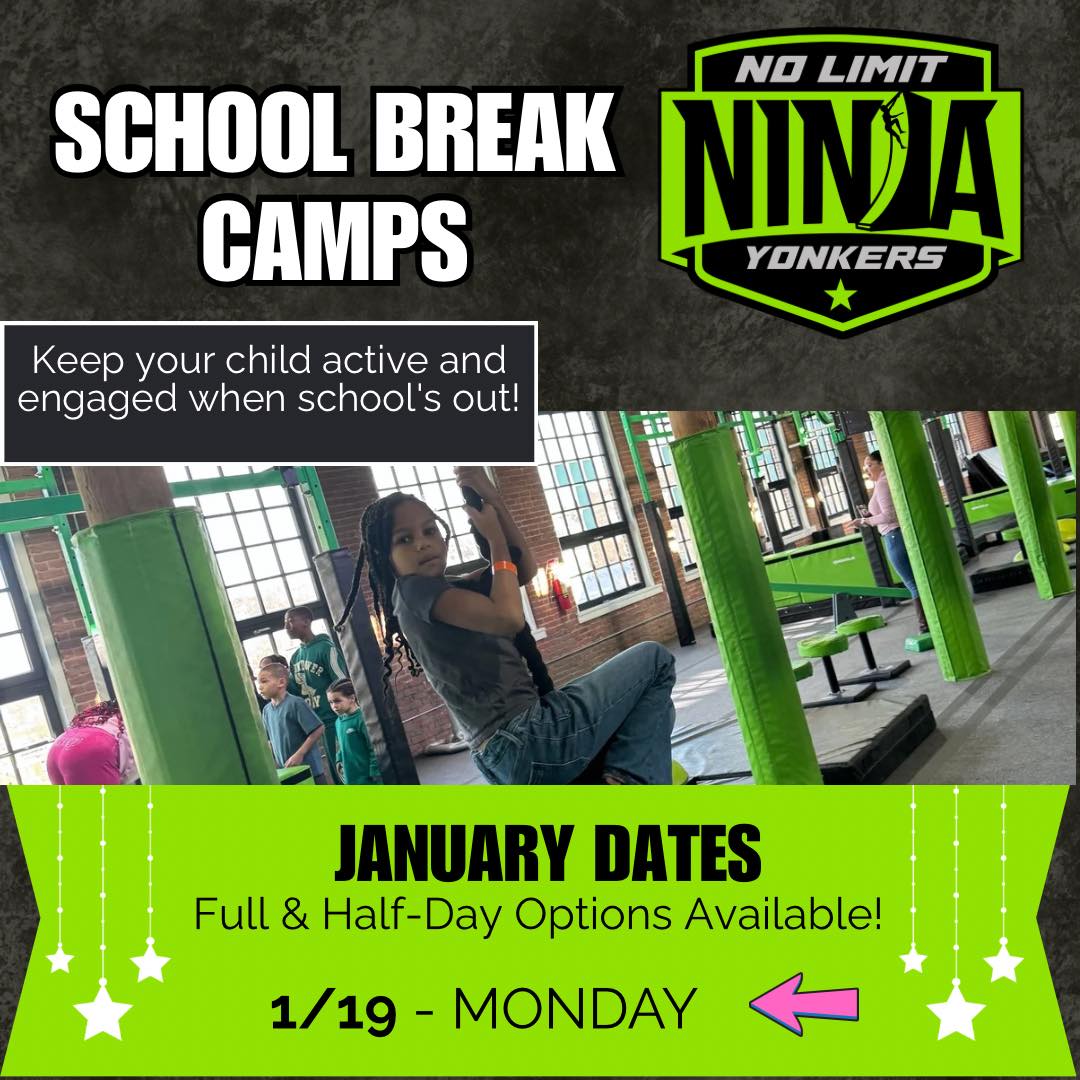 ⭐️MLK School Break Camp!⭐️
School is out on January 19th, so we’re hosting a full day of camp! 🤸♂️ It’s the perfect time for our ninjas to get some extra time on the obstacles, work on their skills, and hang out with their teammates. 🏆✨
We have both full-day and half-day options available!
Sign up here ➡️ yonkersninja.com/schoolbreakcamps
#NoLimitNinja #YonkersNY #WestchesterNY #NinjaWarrior #NinjaTraining #NinjaGym #ObstacleCourse #WestchesterMoms #YonkersMoms #SchoolBreak #BreakCamp #SchoolIsOut