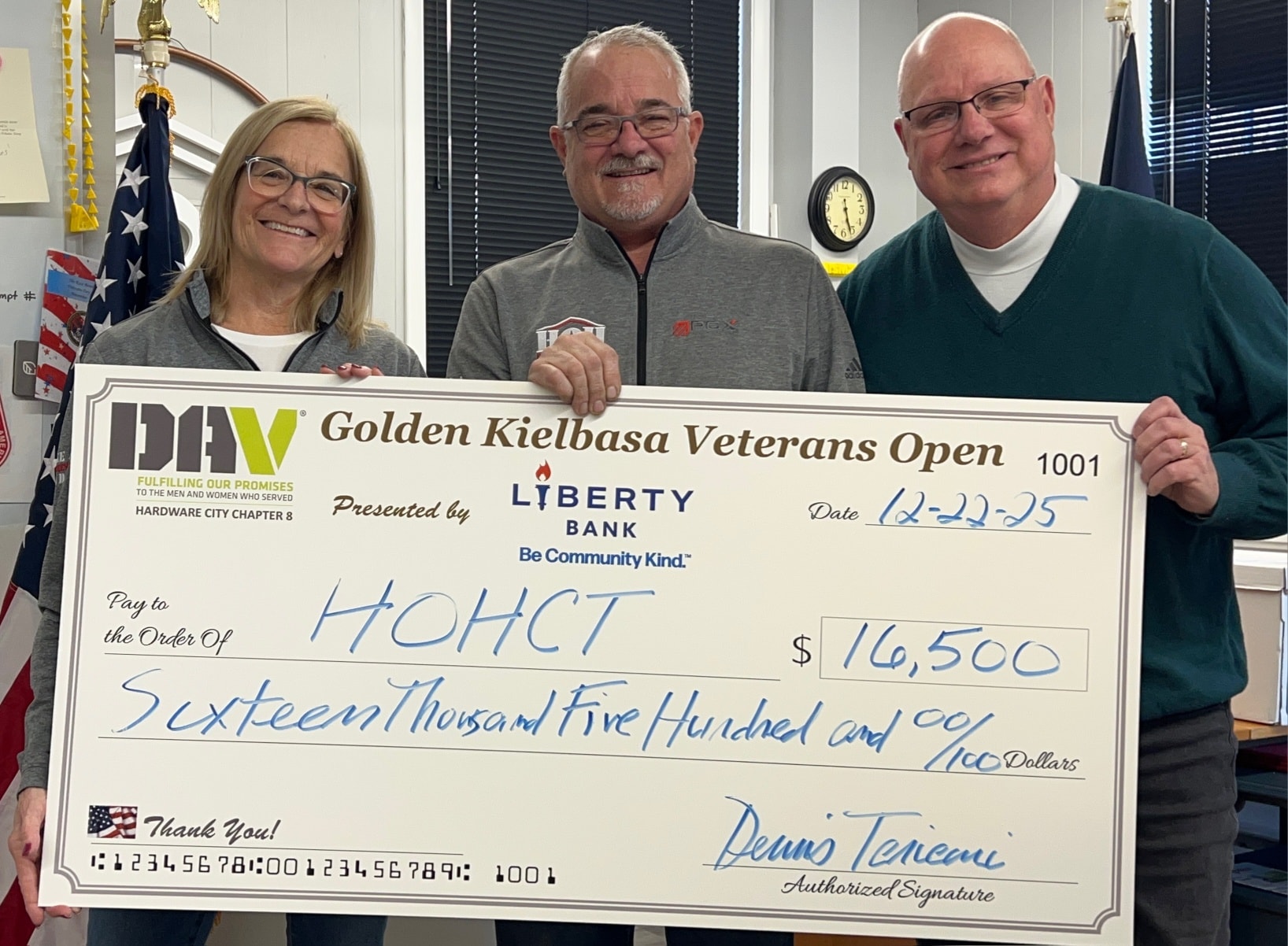 Big thanks once again to DAV Hardware City Chapter 8 for managing yet another wildly successful Golden Kielbasa Veterans Open in September. The event, presented by another wonderful friend of HOHCT, Liberty Bank, attracted more than 230 golfers for the second straight year and raised a record $33,000 - half of which was donated to HOHCT. We can't thank DAV Chapter 8 and tournament founder Dennis Buden enough for their unwavering support - over the past 12 years the "GK" has raised $131,000 for HOHCT, helping us to keep countless veterans safely in their homes! #ServingThoseWhoServed #houseofheroes #ctveterans #makeadifferenceinaday #DisabledAmericanVeterans