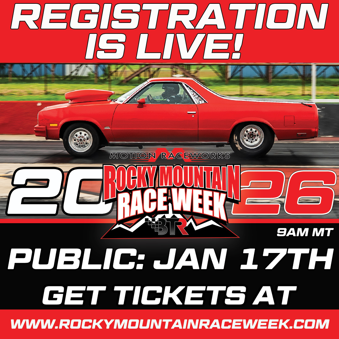 🚨 GO GO GO! REGISTRATION IS LIVE! 🚨
The gates are officially OPEN for Rocky Mountain Race Week 2026! Secure your spot NOW at www.rockymountainraceweek.com!
THE ROUTE: 📍 Great Bend, KS: June 5-6 📍 Kearney, NE: June 7 📍 Pueblo, CO: June 9-10 🏁 FINALS: Great Bend, KS: June 12
Do not wait, spots are going to fly fast. We will see you in the lanes! 🏁
#rockymountainraceweek #rmrw #raceweek #racetrailer #dragweek #becausestreetcar #arewethereyet #tools #spareparts #dragracing #streetcar