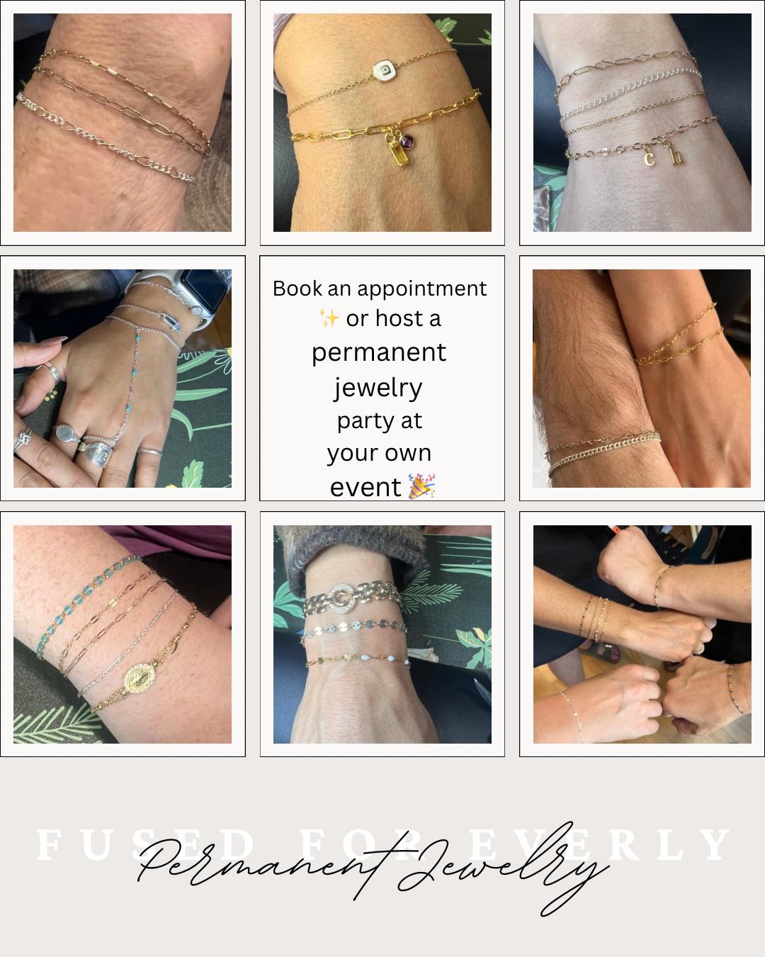 ✨ Appointment or Party? Yes please. ✨
Want a little sparkle just for you… or for everyone you know?
Book a permanent jewelry appointment OR have us pop up at your next party, girls’ night, birthday, bachelorette, bridal shower, or event 🥂
Because memories are better when they’re welded 💖
BOOK HERE:
https://www.fusedforeverlyjewelry.com
#fusedforeverlyjewelry #ozaukeecounty #smallbusiness #permanentjewelrybusiness #permanentjewelry #smallbusiness #permanentjewelrybusiness #permanentjewelry #fusedforeverlyjewelry