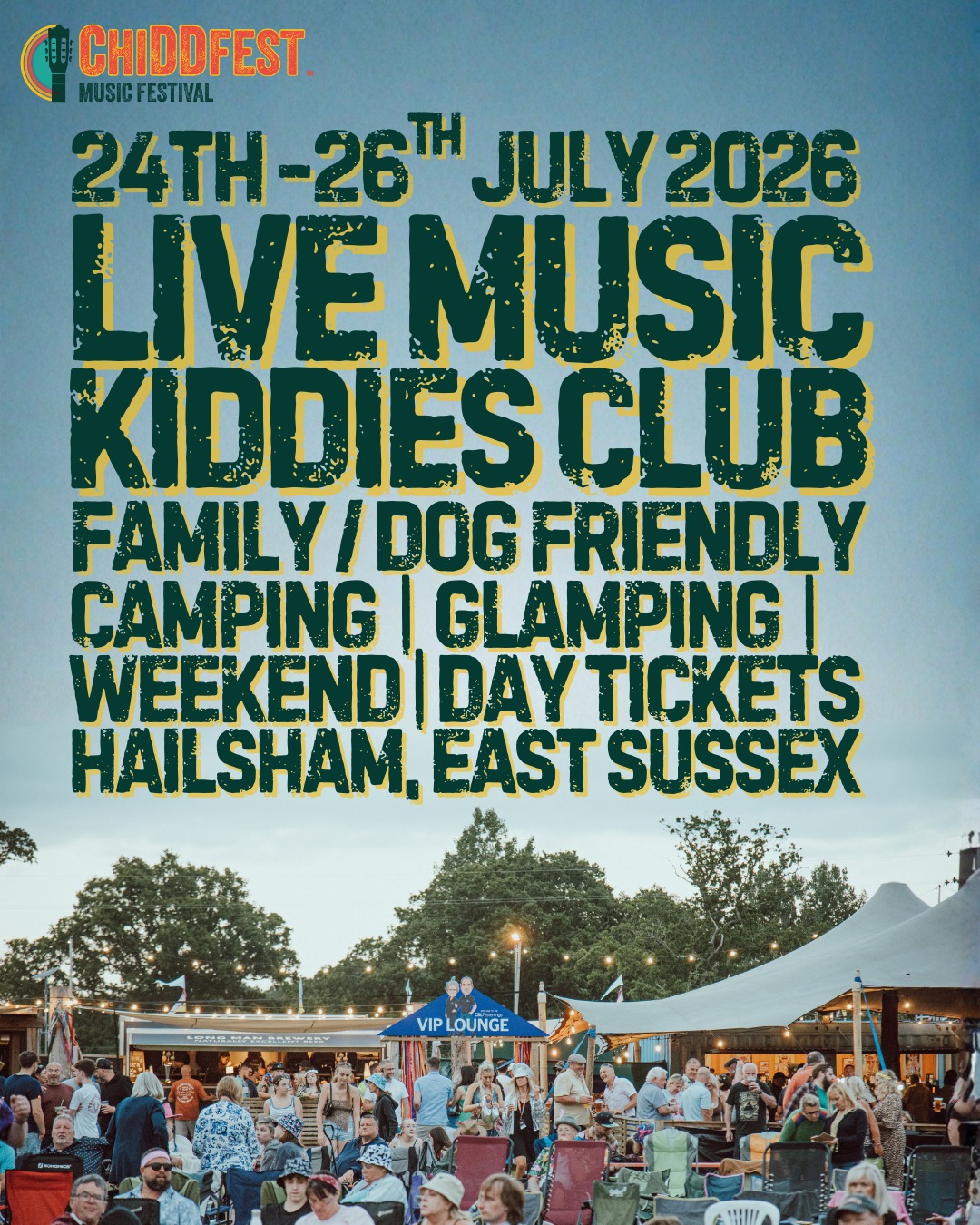 🎟️ CAMPING | GLAMPING | WEEKEND | DAY TICKETS 🎟️
Get ready for live music, Kiddies Club fun, and family & dog-friendly vibes at Chiddfest 2026!
📅 24th – 26th July
📍 Hailsham, East Sussex
Secure your spot now for a weekend of unforgettable memories!
#Chiddfest #CampingFestival #GlampingFestival #LiveMusic #KiddiesClub #FamilyFriendly #DogFriendly #Hailsham #EastSussex #FestivalVibes