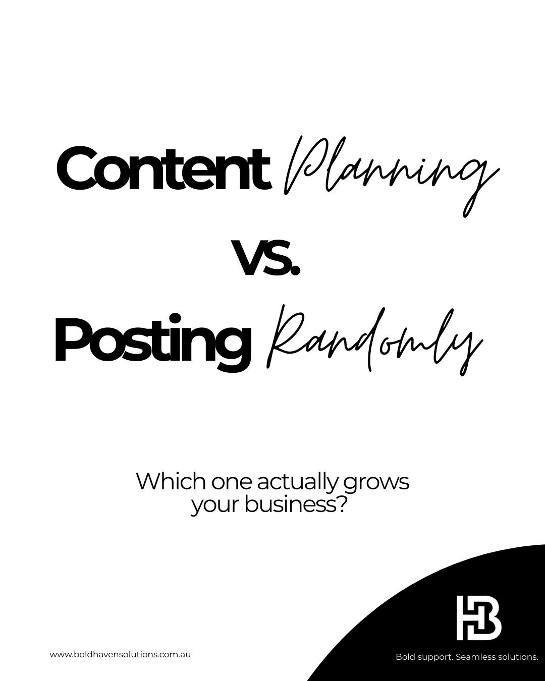 Stop guessing. Start planning. 📅✨
Content planning vs posting randomly—there’s a reason one works better.
Curious? Check the post! 👀
#ContentPlanning #SocialMediaTips #FestiveMarketing #adelaide #australia #boldhavensolutions