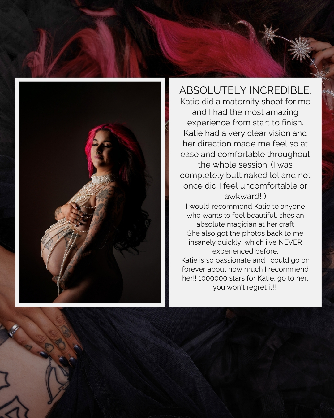 Reading words like these never gets old.
So many people come into the studio feeling nervous, unsure, or convinced they are not photogenic. What they leave with is not just photos, but a sense of ease and confidence they did not expect.
Whether it is a maternity session with flowing fabrics and carefully chosen dresses, a family shoot that includes partners, children, or pets, or a quieter portrait session where someone simply wants to be seen as they are, the experience matters just as much as the images.
My work is about creating space for people to relax, feel comfortable, and trust the process. The photographs often follow naturally from that. Calm moments. Real connection. Images that feel like you, not a version you have to perform.
I am a photographer based in Portishead, Bristol, working with families, couples, business owners, and growing families across the South West. Every shoot is guided gently, with styling support where needed, and a focus on creating photographs that feel timeless rather than forced.
If these words resonate, or if you are thinking about booking a shoot this year, you are welcome to send me a message or leave a comment. I am always happy to talk things through and help you decide what feels right.