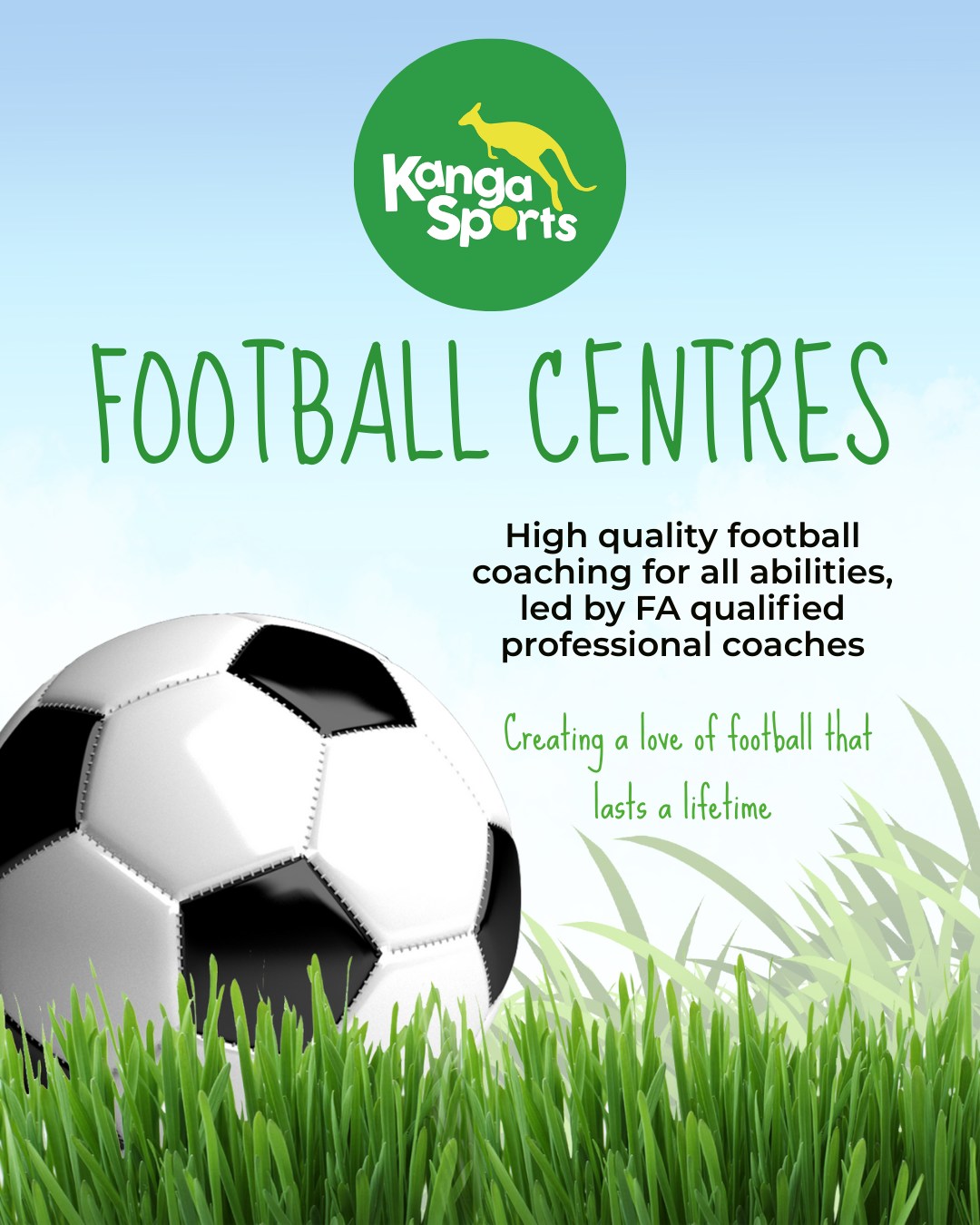 We're excited for the first day of our revamped Kanga Sports Football Centre classes today at Ermysted's Grammar School in Skipton for children from 18 months to 11 years old.
We also have Parent and Toddler classes at Sutton Village Hall on a Monday morning.
Free trials available https://www.kangasports.co.uk/tots