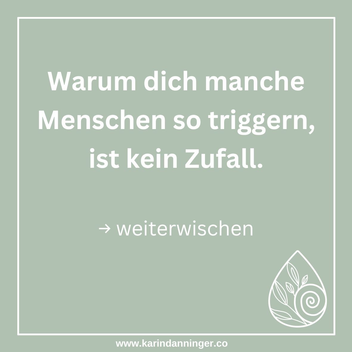 Manche Menschen drücken genau die Knöpfe,
die wir selbst kaum aushalten. 😮💨
Und nein – das macht dich nicht schwach.
Es macht dich aufmerksam.
Trigger zeigen dir,
wo du etwas vermisst.
Oder wo du etwas in dir ablehnst,
das endlich gesehen werden will.
Das ist unbequem.
Und gleichzeitig eine große Chance.
Denn solange du nur im Außen kämpfst,
verlierst du Energie.
Wenn du beginnst, nach innen zu schauen,
entsteht Klarheit. 🧭
Vielleicht brauchst du diese Worte nicht jetzt –
sondern beim nächsten Moment,
in dem du merkst: Uff. Das trifft mich.
👉 Speicher dir den Beitrag –
für den Moment,
wenn dich wieder jemand triggert
und du klar statt reaktiv reagieren willst.
👉 Und wenn du merkst, dass bestimmte Trigger immer wieder auftauchen:
Ich unterstütze dich dabei, alte Trigger aufzulösen und innere Klarheit zu gewinnen.
💛 Mit deinem Like zeigst du: Wir sind nicht allein – und vielleicht braucht heute jemand genau diesen Lichtblick. ✨
#karindanninger #triggerverstehen #selbstreflexion #innerearbeit #achtsamkeit #persönlichkeitsentwicklung #emotionaleintelligenz #psychosomatik #klarheitfinden #coaching #lebensberatung #bewusstleben #mentalegesundheit #emotionenverstehen #achtsamklar