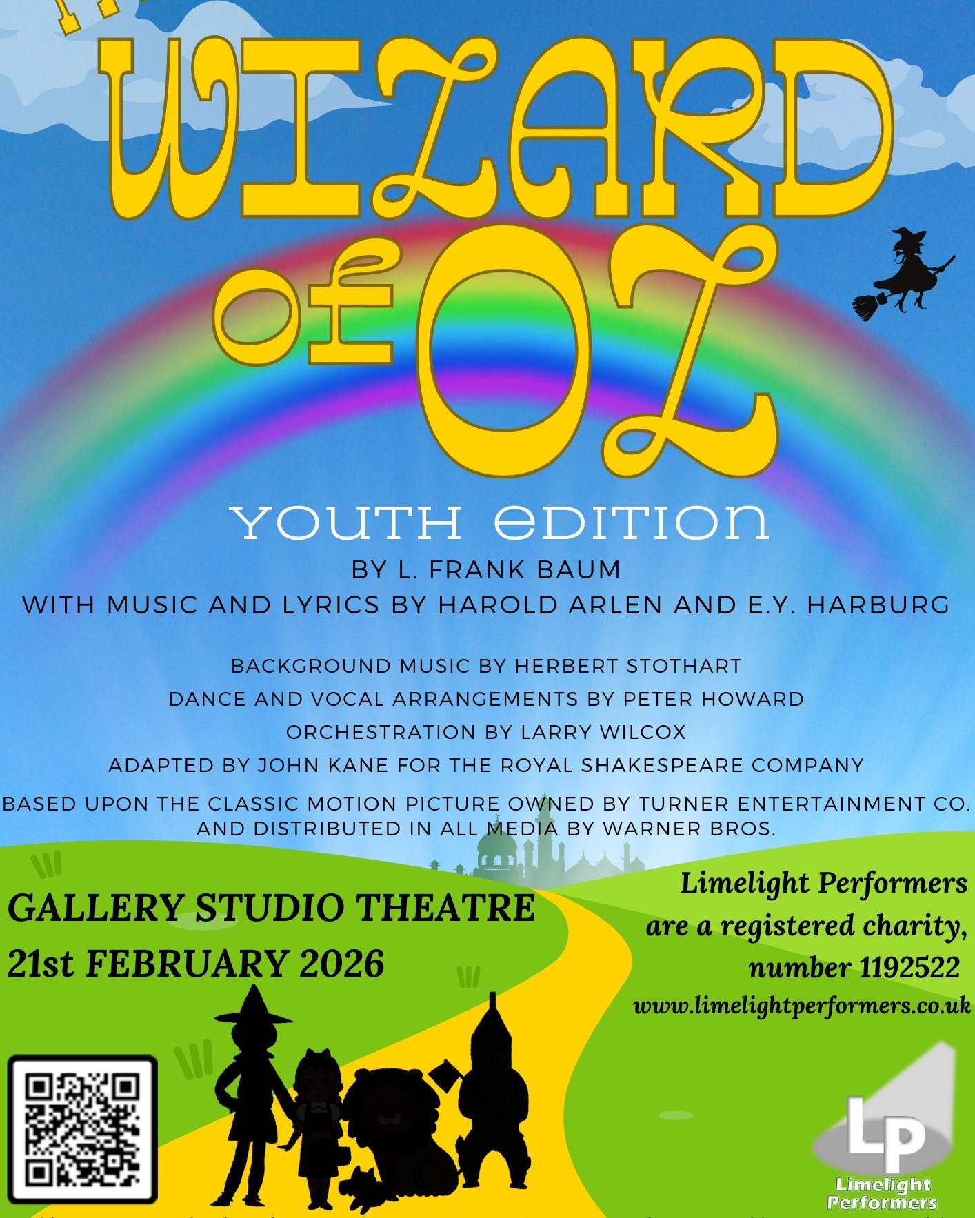 Tickets are now available for our Feb 'Show in a Week' production of The Wizard of Oz: Youth Edition! 🌪️ 🌈 👠
The evening show is already sold out, with best availability in the morning, and last few tickets left for the afternoon, so get in quick!
🗓 Saturday 21st Feb
📍 Gallery Studio Theatre
🎟 gallerystudiotheatre.co.uk/book-tickets