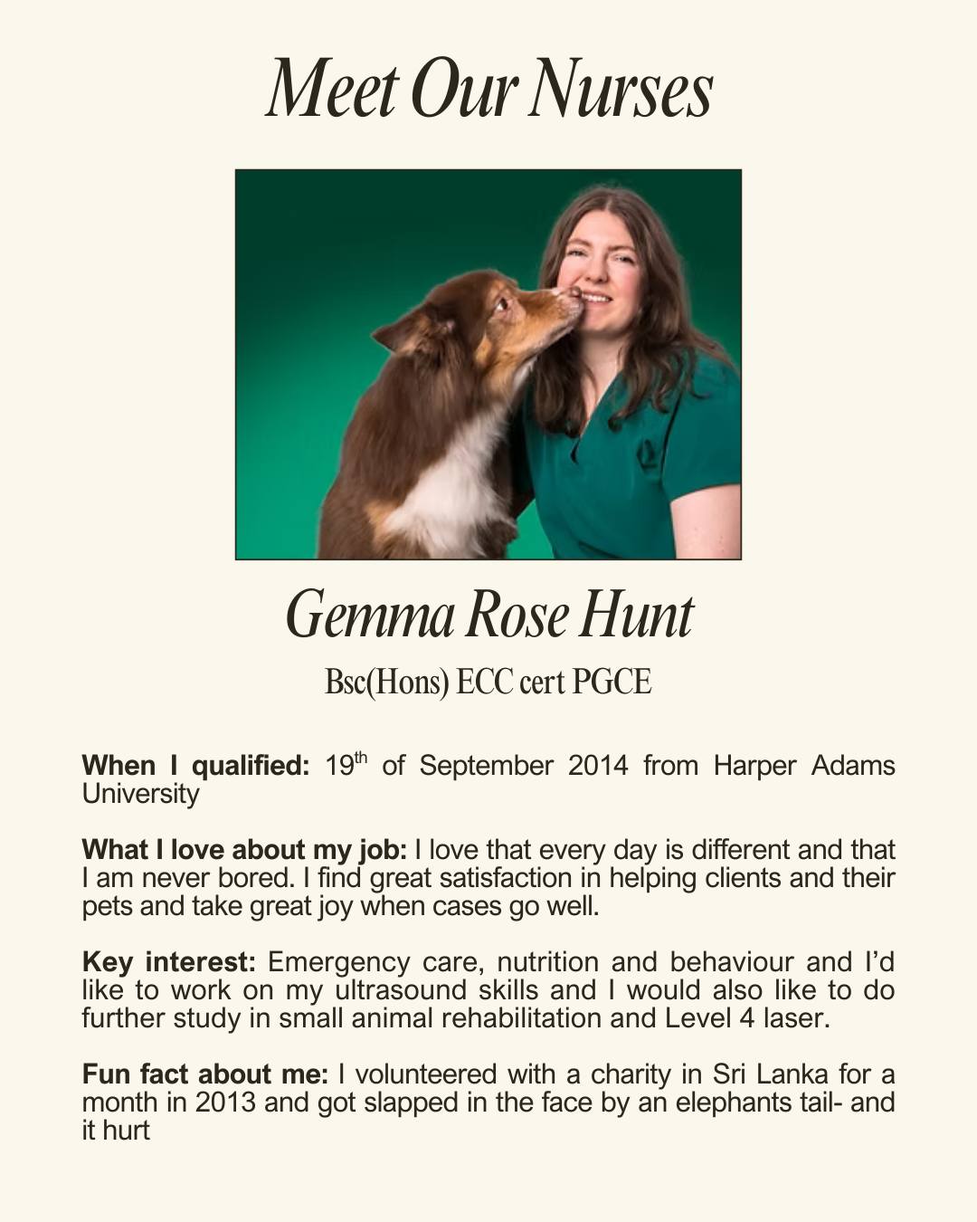 Meet the team Monday!
Meet one of our lovely Registered veterinary nurses Gemma 🐾
