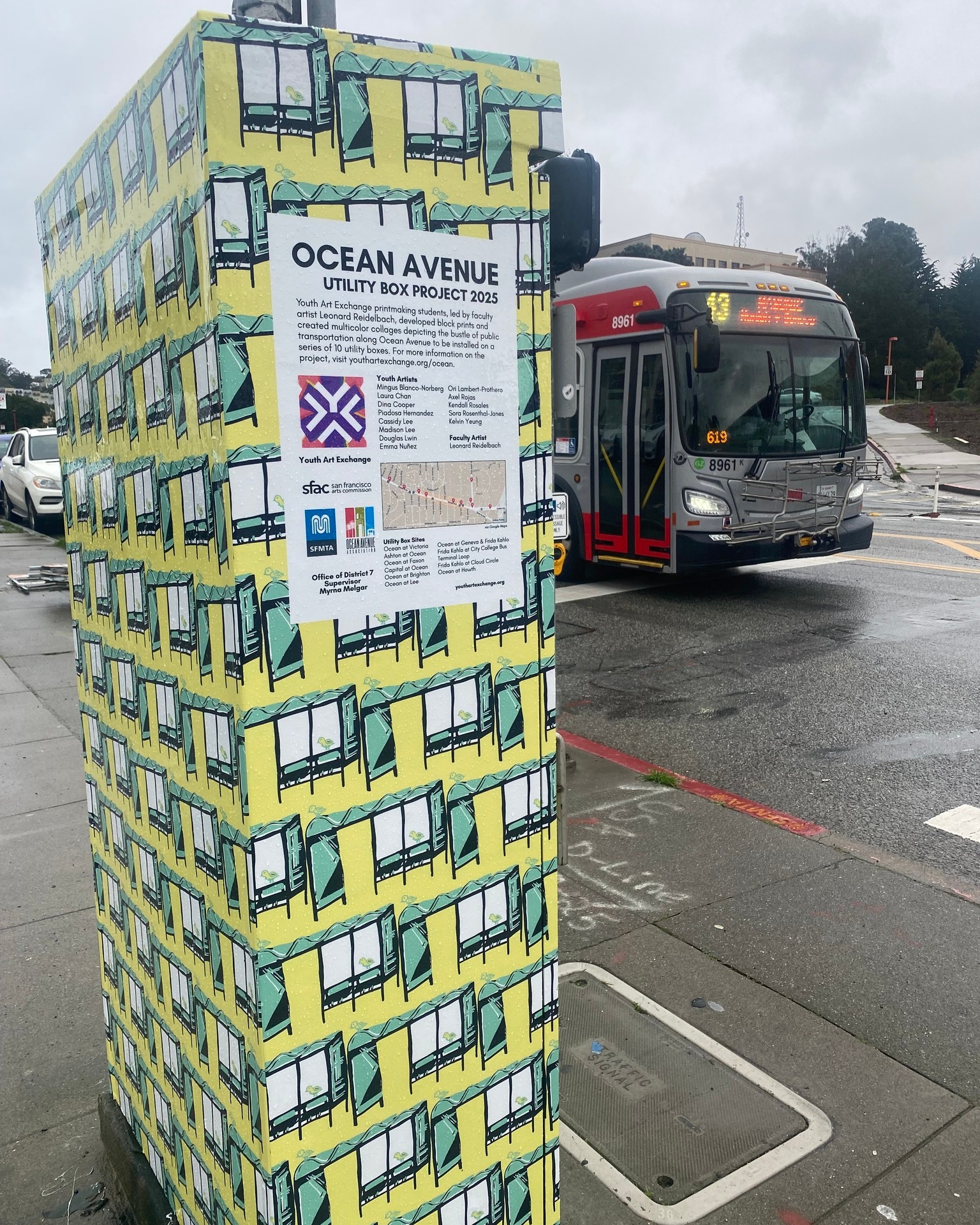 🌧️🎨 Even on rainy days, it’s a great start to 2026 on Ocean Avenue! The Youth Art Exchange has officially transformed utility boxes throughout the Ocean Avenue commercial district with bold, vibrant designs created by young artists. This project has been in the works since last year in collaboration with Youth Art Exchange and the Ocean Avenue Association, and it’s exciting to finally see it come to life in the neighborhood. These utility boxes are now brightening up the streetscape, rain or shine, and OAA will be helping maintain them so they continue to live beautifully in the district. @youthartx @sfmta_muni @myrnamelgard7
Have you spotted any of these in the wild yet? 👀 What do you think of them?
#OceanAve #OceanAveSF #Ingleside #CommunityArt #PublicArt #YouthArtExchange #SFArts #StreetArt #NeighborhoodPride #Community