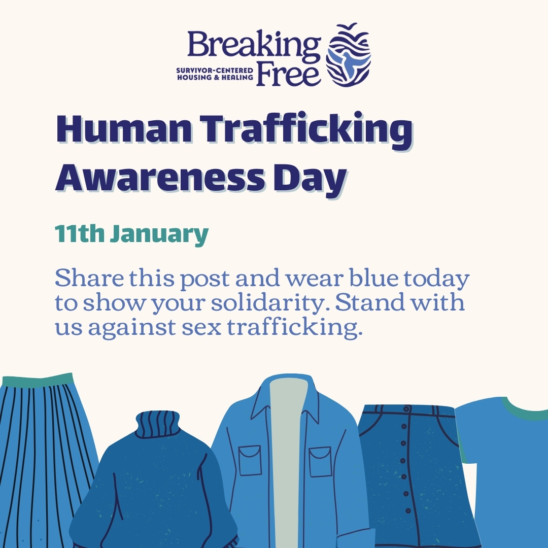 January 11th is Human Trafficking Awareness Day.
Human trafficking is a global industry driven by profit. An estimated two-thirds of trafficking profits, about $99 billion, come from commercial sexual exploitation.
Trafficking often happens quietly and does not always match common assumptions. Awareness begins with understanding how exploitation operates and why long-term, informed support matters.
Learning more is one step toward recognizing harm and supporting pathways to safety and stability.
Join us in our fight to preserve the security, stability, and safety of our friends and neighbors. If you wear blue today, please post a picture and add the hashtag #BreakingFreeMN. We would love to see you. 💙
#HumanTraffickingAwarenessMonth #HumanRights #CommunityAwareness #EndExploitation