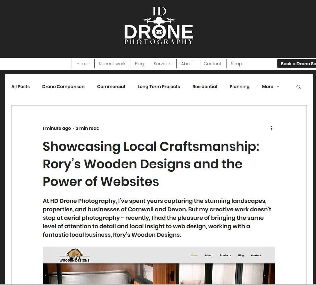 Just published a new blog post! āØ
I recently had the pleasure of designing and building a website for @roryswoodendesigns, a fantastic local business crafting bespoke sheds, garden buildings, furniture, and more. The site showcases Roryās incredible craftsmanship, using his own images and words to keep everything authentic.
From a custom shed price configurator to a sleek, user-friendly design, the website makes it easy for customers to explore his work and connect directly.
Read the full story and see the process behind the project here: š https://www.hddronephotography.co.uk/post/showcasing-local-craftsmanship-rory-s-wooden-designs-and-the-power-of-websites
