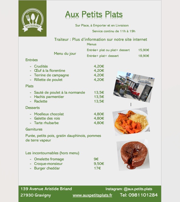 Menu du jour Mardi 6 janvier.