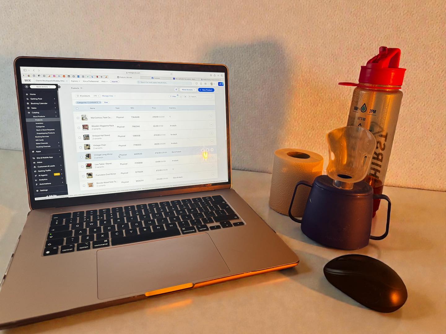 This is me today tucked up working in bed as the dreaded viral infection is not going away inhaler tissues and squash all nearby along with painkillers lol