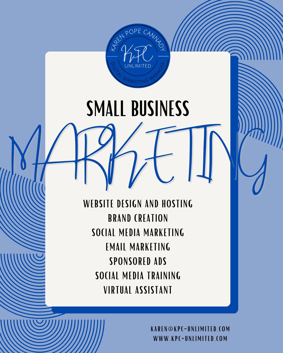 New Year, new vision! There is something so energizing about a fresh start. As we step into 2026, it’s the perfect time to look at your small business with fresh eyes and ask: "Is my marketing taking me where I want to go this year?"
At #KPCUnlimited, we believe in practicing what we preach. That’s why even we are looking to change things up this year! Be watching for a website refresh and for news about our expanding team and services.
We are constantly evolving our strategies, exploring new creative tools, and finding better ways to keep local businesses at the front of people’s minds. What new services are you looking for?
#smallbusinessmarketing #kpcsupportssmallbusiness