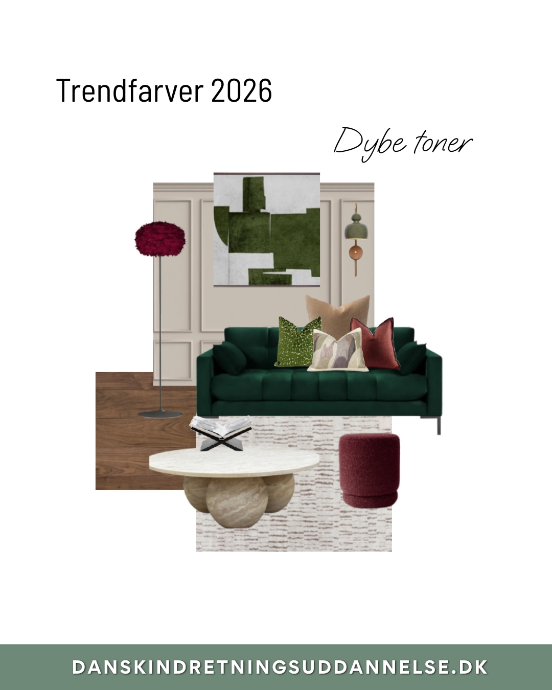 Kan disse farvepaletter kombineres?
Ja – og i 2026 viser vores indretningsarkitekter og boligstylister,
hvordan lette pasteller og dybe, tunge nuancer kan spille sammen
i et balanceret, nordisk udtryk.
Blødt møder markant.
Lys møder dybde.
Trend møder faglighed.
Vil du lære at mestre kombinationen? ✨