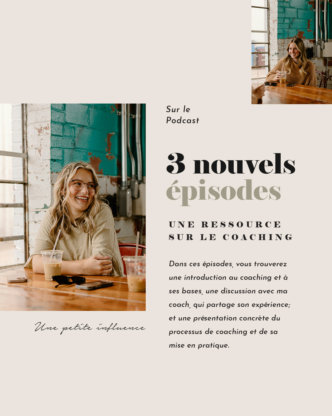 En complément du guide sur le coaching que j'ai déjà partagé, j’ai également préparé une série de trois podcasts :
Épisode 1 : une introduction au coaching et à ses bases;
Épisode 2 : une discussion avec ma coach, qui partage son expérience;
Épisode 3 : une présentation concrète du processus de coaching et de sa mise en pratique.
Bonne écoute, les amies!
#UnePetiteInfluence #FemmesDeFoi #Chretienne #Evangile #Coaching