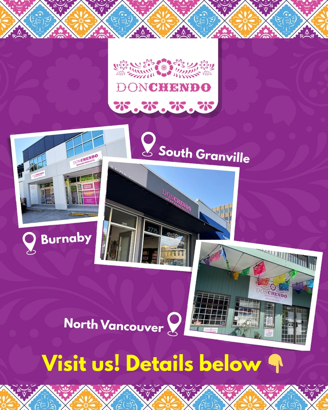 Looking for authentic Mexican flavors near you? 🌶️🌽Don Chendo has everything from pantry essentials to your favorite treats—all ready for you to take home! 🛒✨ Come visit us at any of our locations and stock up today. We can’t wait to see you! ❤️
📍Burnaby: 102 – 6994 Greenwood St.
📍North Vancouver: 1440 Rupert St.
📍 South Granville: 2715 Granville St.
.
.
.
#DonChendo #MexicanMarket #ShopLocalVancouver #MexicanFoodLovers #AuthenticFlavors #PantryEssentials #VancouverEats #Tamales #Chiles #ShopLocal #MexicanosEnVancouver