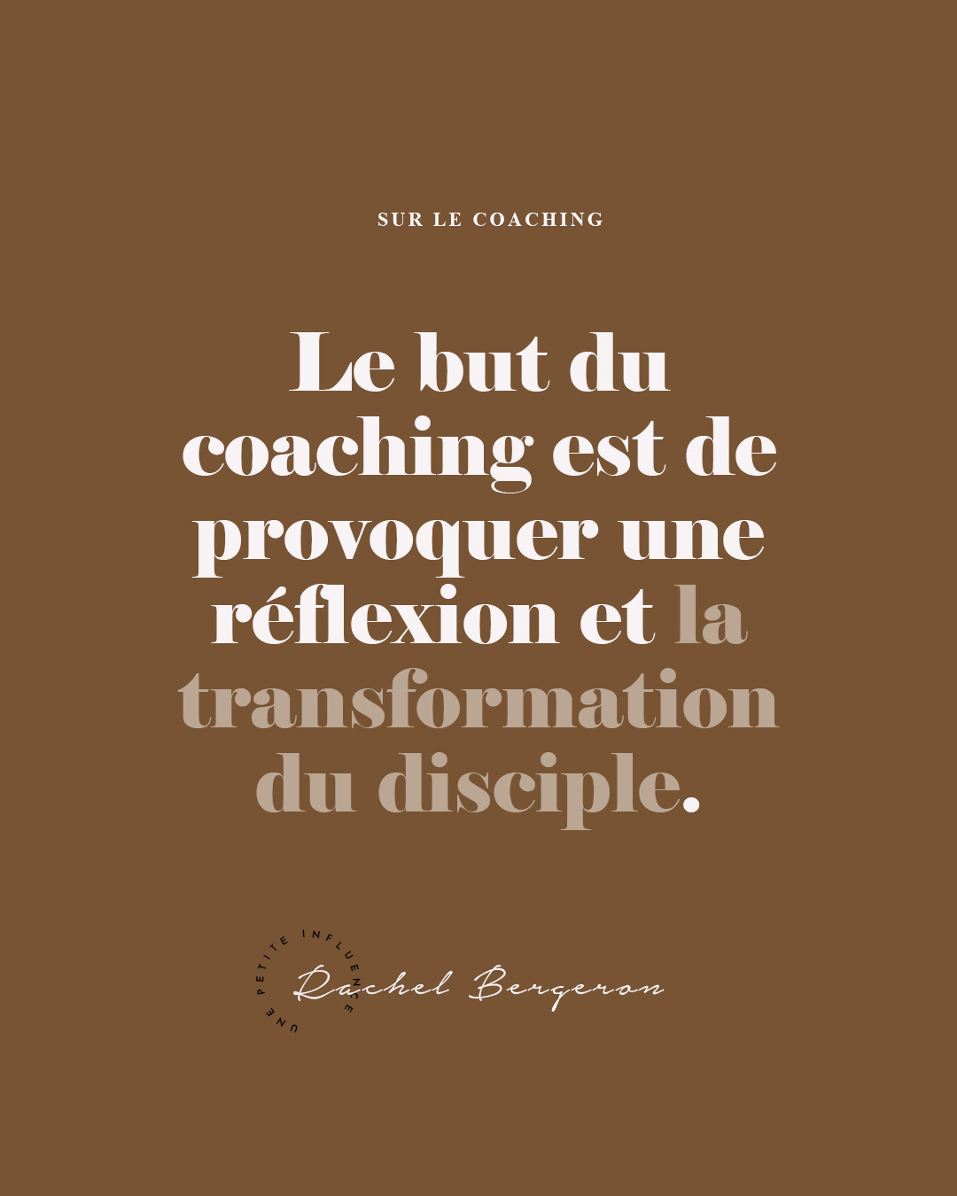 Le coaching est un accompagnement intentionnel qui vise à guider une personne dans sa marche avec Jésus. Il encourage à poser des actions concrètes et à progresser vers des objectifs précis, dans le but d’être transformé à l’image de Christ. Le coaching cherche avant tout à susciter une réflexion profonde et à favoriser une transformation durable du disciple, afin qu’il ressemble toujours davantage à Christ.
🤩 Avez-vous jeté un coup d'oeil à mon nouveau guide sur le coaching?
#UnePetiteInfluence #FemmesDeFoi #Chretienne #Evangile #Coaching