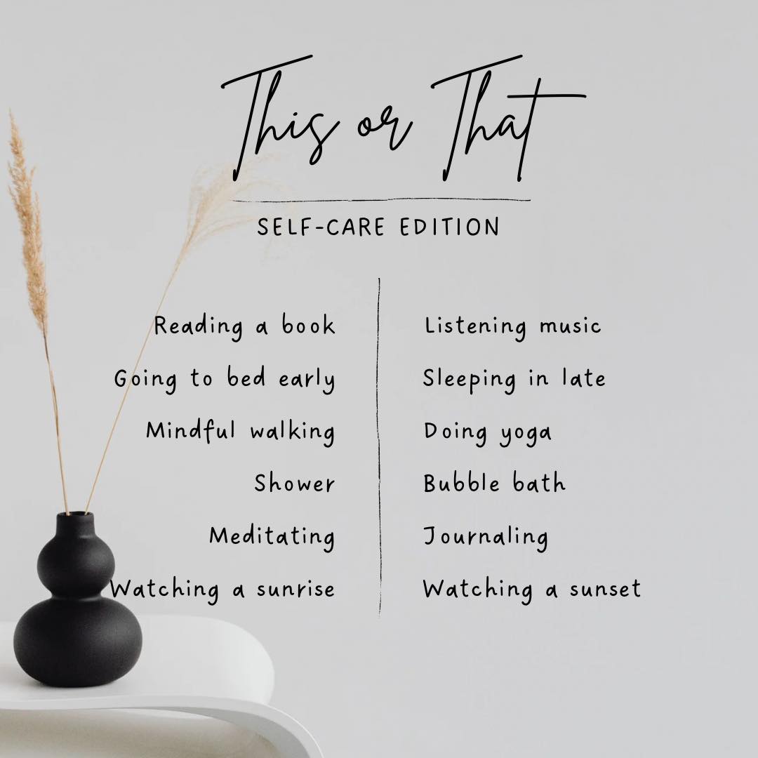 ✨ This or That — Self-Care Edition ✨
Self-care looks different for everyone — and that’s okay 🌿
Tune in, slow down, and choose what supports your body today.
👇 Tell me your picks in the comments!
#SelfCare #HolisticWellness #NervousSystemCare #MindBodyBalance #WellnessJourney #StressRelief #GentleHealing