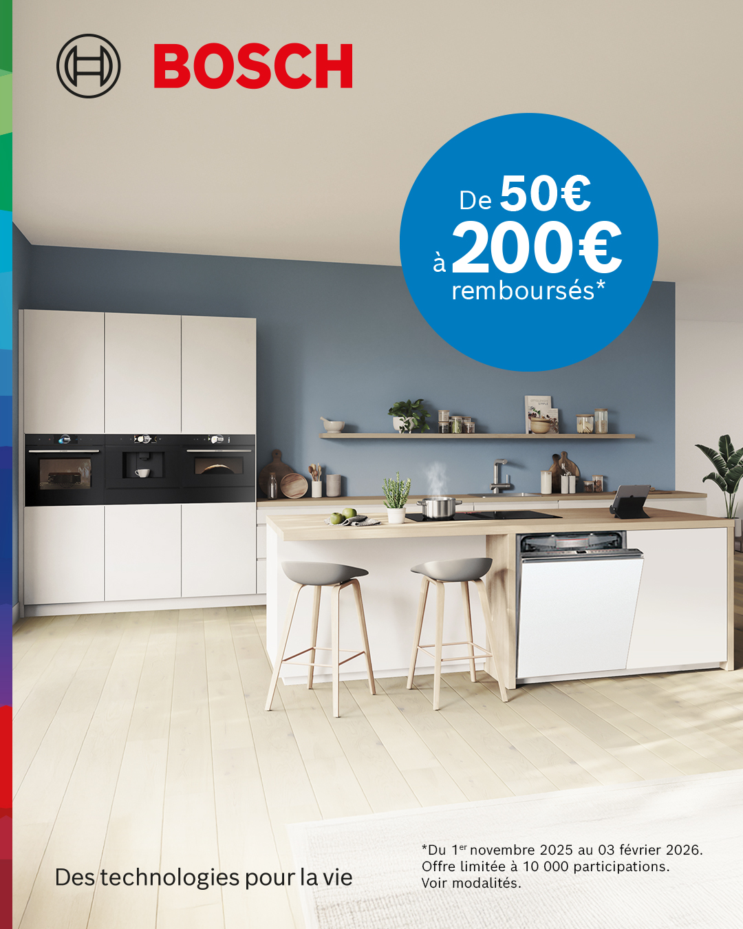 Offre de Remboursement BOSCH – Du 1er novembre 2025 au 3 février 2026
Dans le cadre de notre Offre de Remboursement exceptionnelle préparez-vous à faire le plein d’avantages avec BOSCH et Compétence
⚠️ Attention : offre limitée aux 10 000 premiers participants. 👉 Elle porte sur une sélection de fours, tables de cuisson et lave-vaisselle de la marque Bosch.
#MagasinsCompétence #Bosch #ODR #OffreDeRemboursement