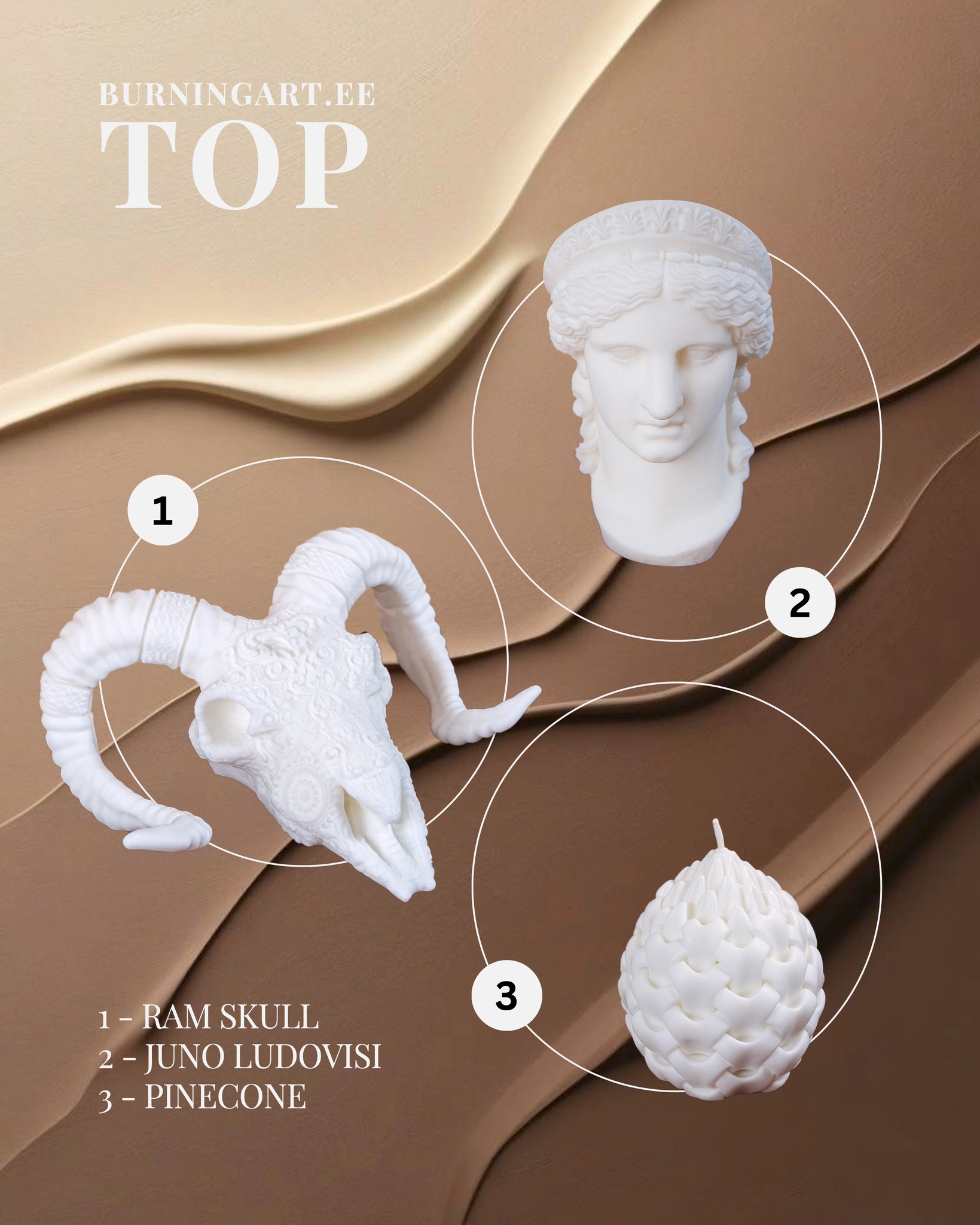 ✨ TOP 3 lemmikut meie klientide seas täna ✨
Teie valik räägib iseenda eest 🤍 Täna jagame kolme kõige armastatumat Burning Arti toodet, mis on leidnud koha paljudes kodudes.
🥇 Ram Skull
Julge ja karakteriga disain. See küünal on neile, kes armastavad tugevust, sümboolikat ja pisut tumedamat esteetikat.
🥈 Juno Ludovisi
Ajatu klassika ja skulptuurne ilu. Inspiratsioon antiikajast, mis toob ruumi rahu, tasakaalu ja elegantse atmosfääri.
🥉 Pinecone
Loodusest inspireeritud vorm, mis ühendab hubasuse ja peene elegantsi. Täiuslik detail, mis loob sooja ja rahustava meeleolu.
Milline neist on sinu kodus? 🤍✨
Aitäh, et valite Burning Arti ja jagate meiega oma lemmikuid 🕯️
🛍 burningart.ee
-
✨ TOP 3 Favorites Among Our Clients Today ✨
Your choices speak for themselves 🤍 Today we’re sharing the three most loved Burning Art products that have found a place in many homes.
🥇 Ram Skull
Bold and full of character. This candle is for those who love strength, symbolism, and a slightly darker aesthetic.
🥈 Juno Ludovisi
Timeless classic and sculptural beauty. Inspired by antiquity, it brings peace, balance, and elegant atmosphere to any space.
🥉 Pinecone
A nature-inspired form that combines coziness and subtle elegance. A perfect detail that creates a warm and calming mood.
Which one do you have in your home? 🤍✨
Thank you for choosing Burning Art and sharing your favorites with us 🕯️
🛍 burningart.ee
#burningart #käsitööküünlad #skulptuurküünlad #disainküünlad #küünlavalgus #hubanekodu #eestibränd #aestheticdecor #statementdecor #cozyliving #minimalism #handmadecandles #slowmade #kodukaunistamine #interjööriinspiratsioon